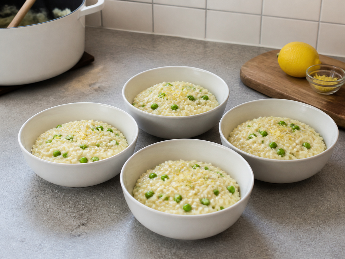 Risotto Lemon dan Kacang Polong: Sajikan