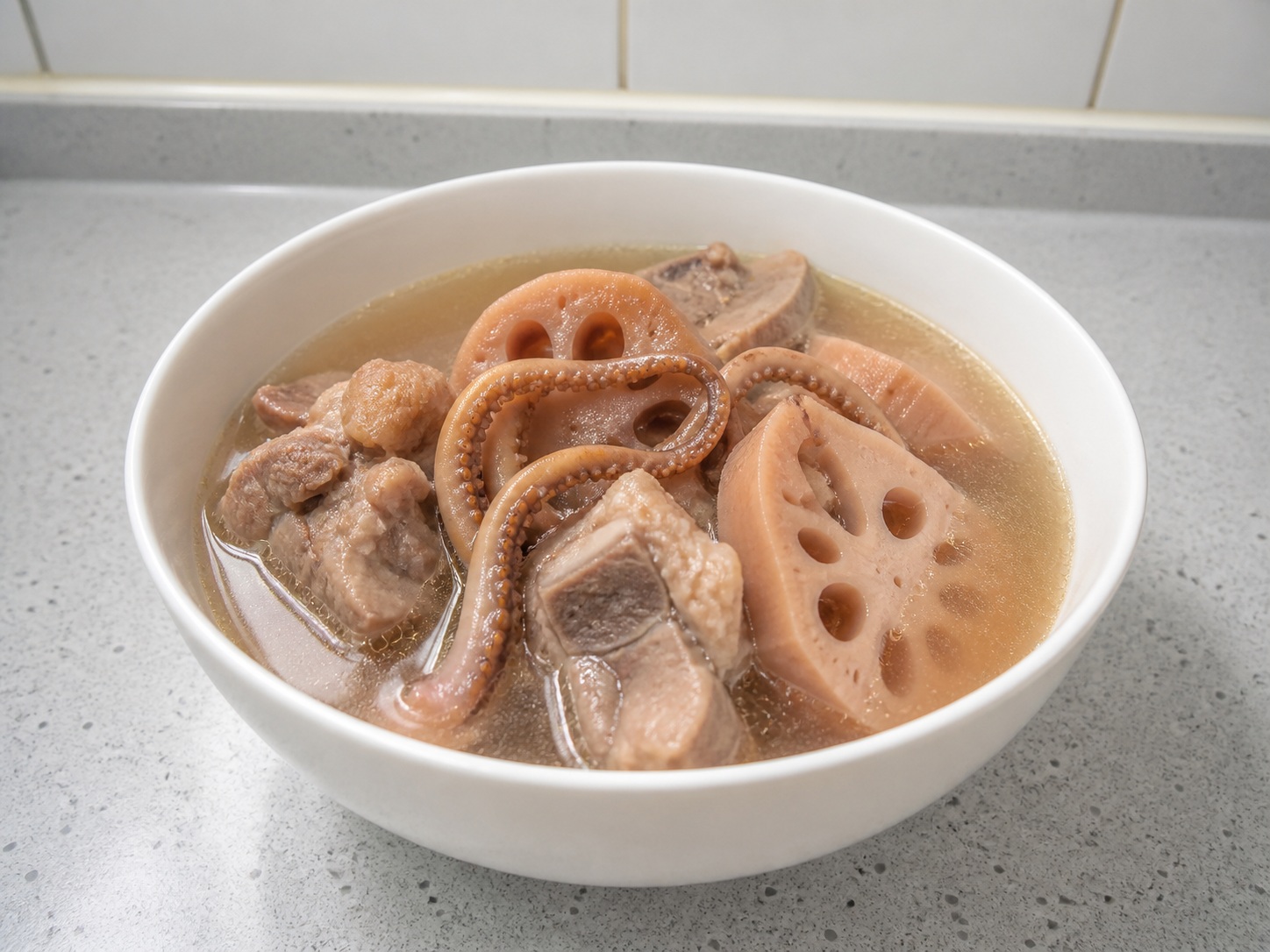Lotus Root, Dried Octopus and Pork Bone Soup — finished dish