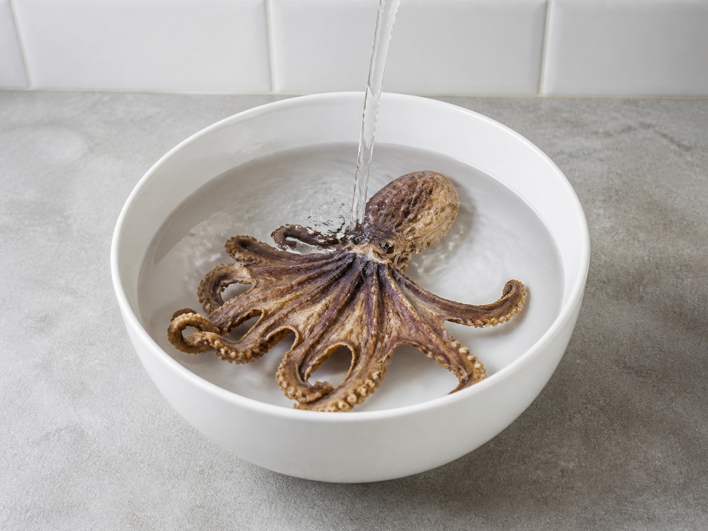 Lotus Root, Dried Octopus and Pork Bone Soup — Rinse dried octopus