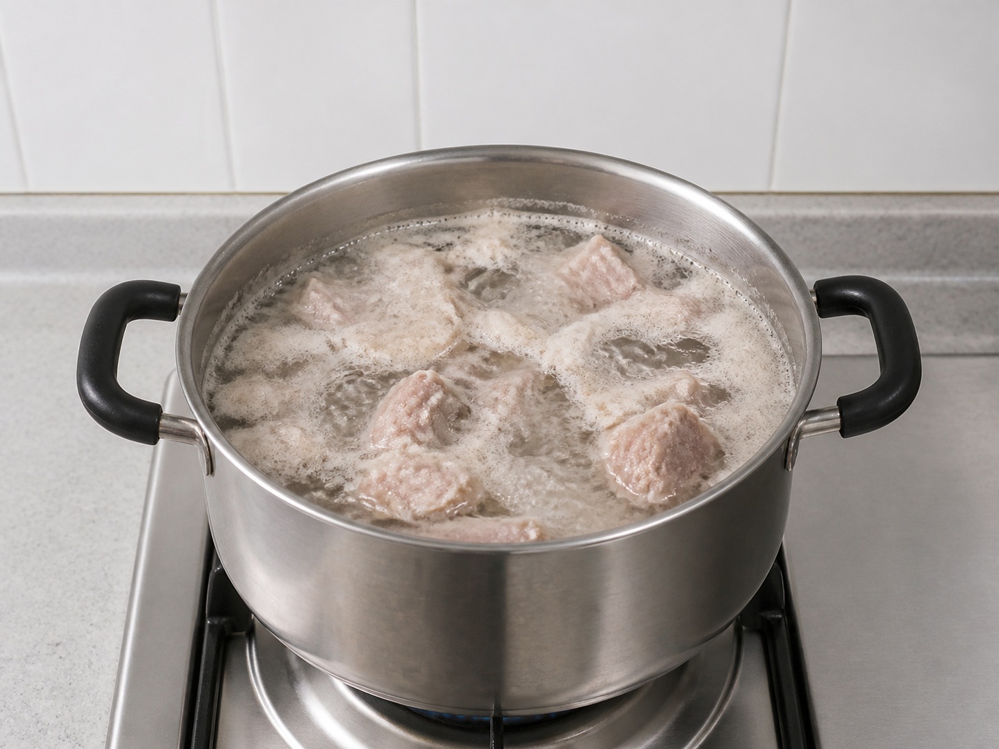 Lotus Root, Dried Octopus and Pork Bone Soup — Blanch pork bones