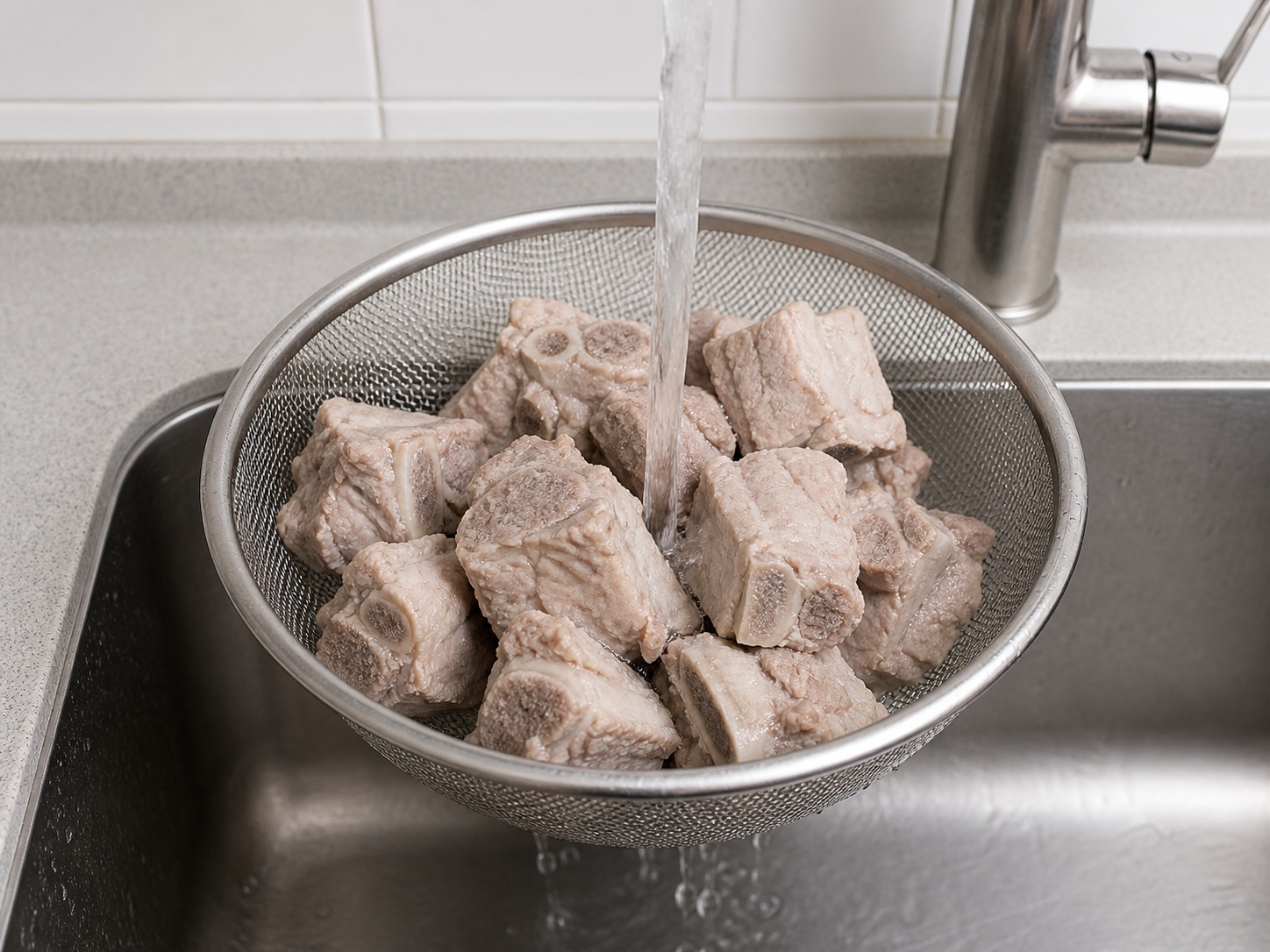 Lotus Root, Dried Octopus and Pork Bone Soup — Rinse the bones