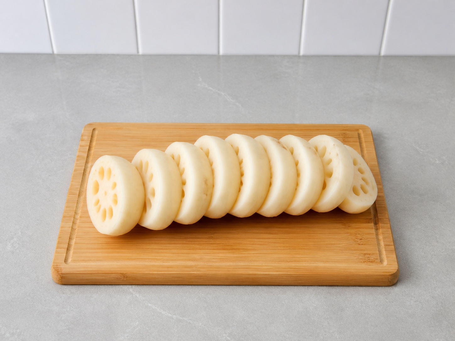 Lotus Root, Dried Octopus and Pork Bone Soup — Cut lotus root