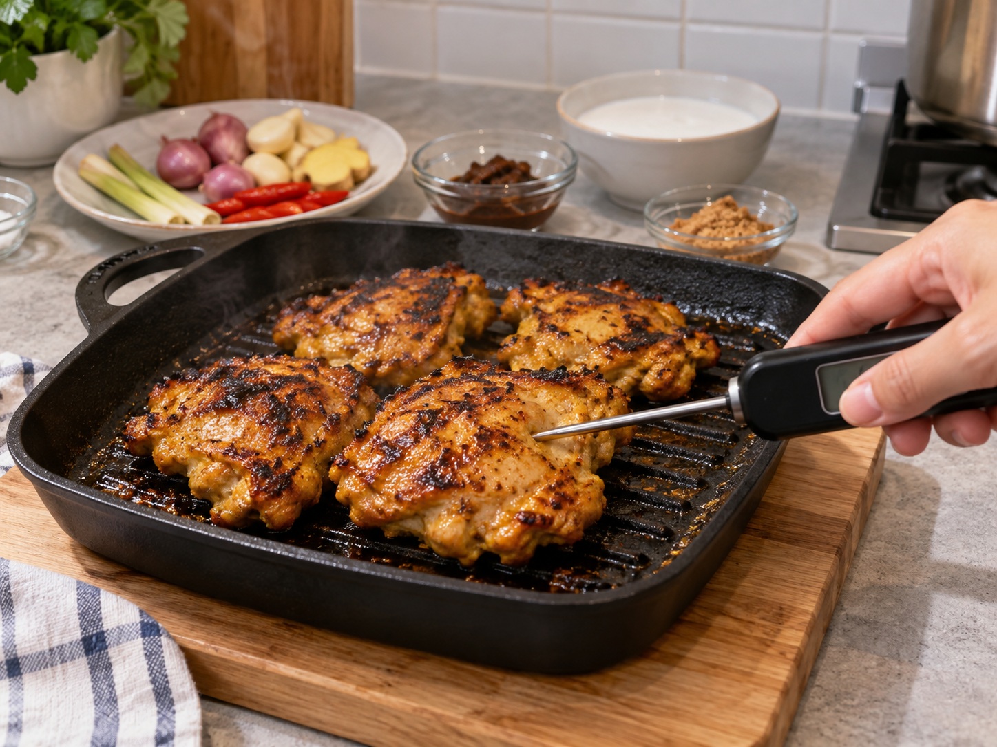 Ayam Percik Malaysia — Periksa kematangan
