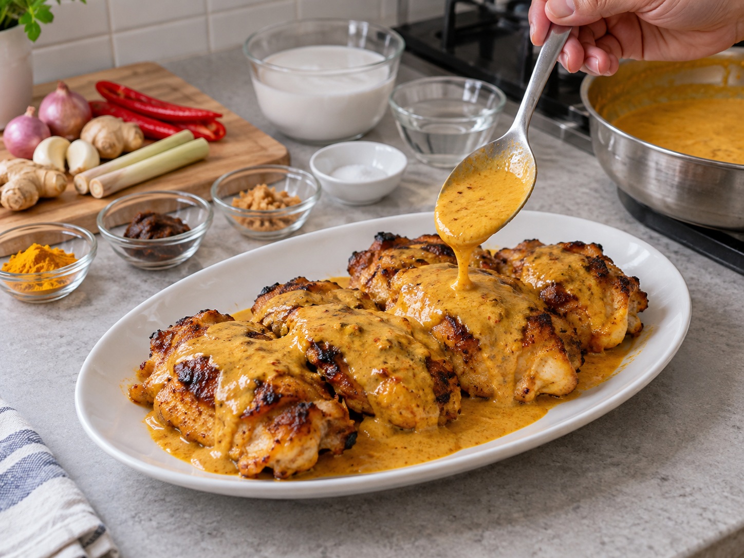 Ayam Percik Malaysia — Sajikan dengan saus bersih