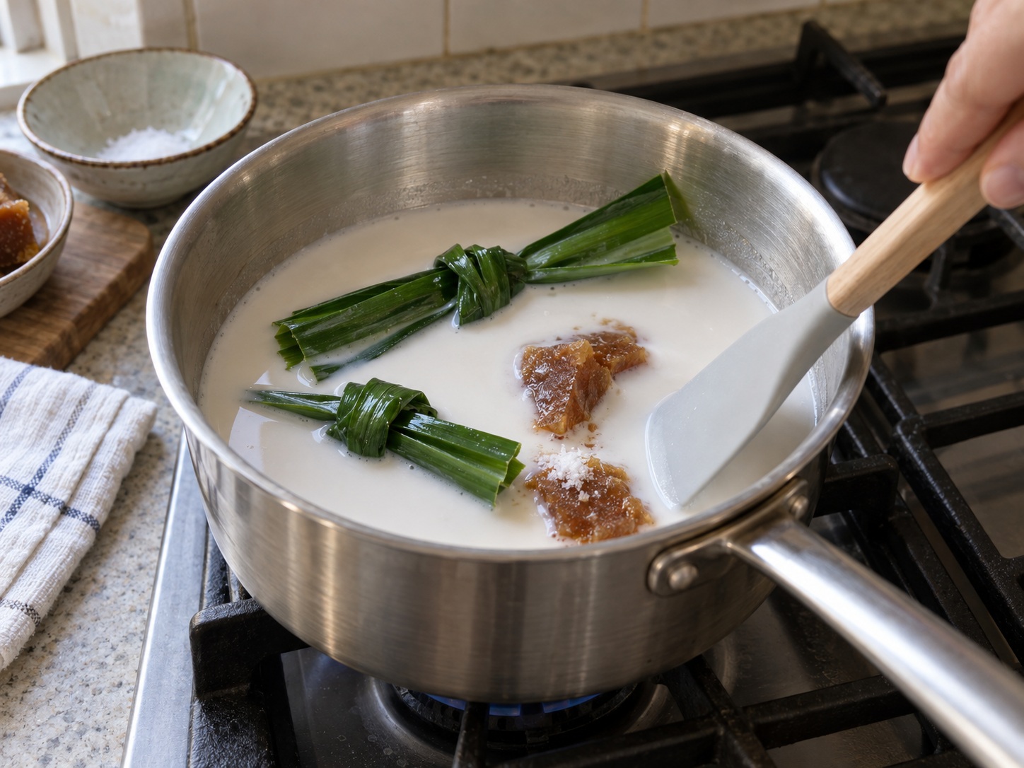 Malaysian Bubur Cha Cha — Make the pandan coconut base