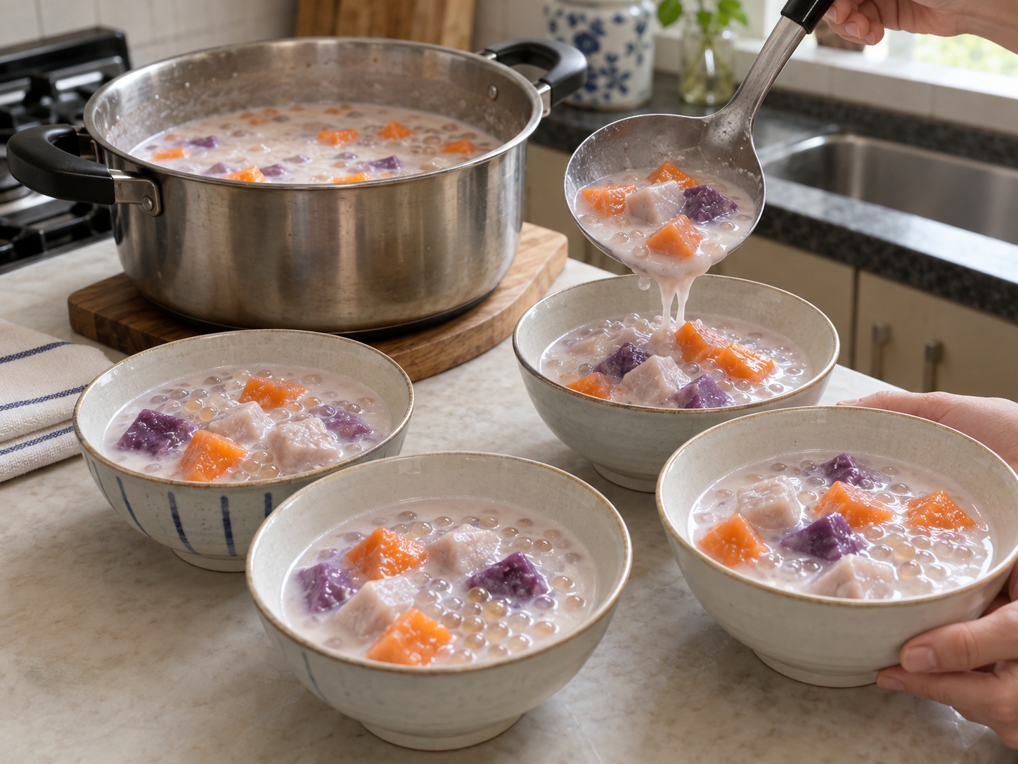 Malaysian Bubur Cha Cha — Adjust and serve