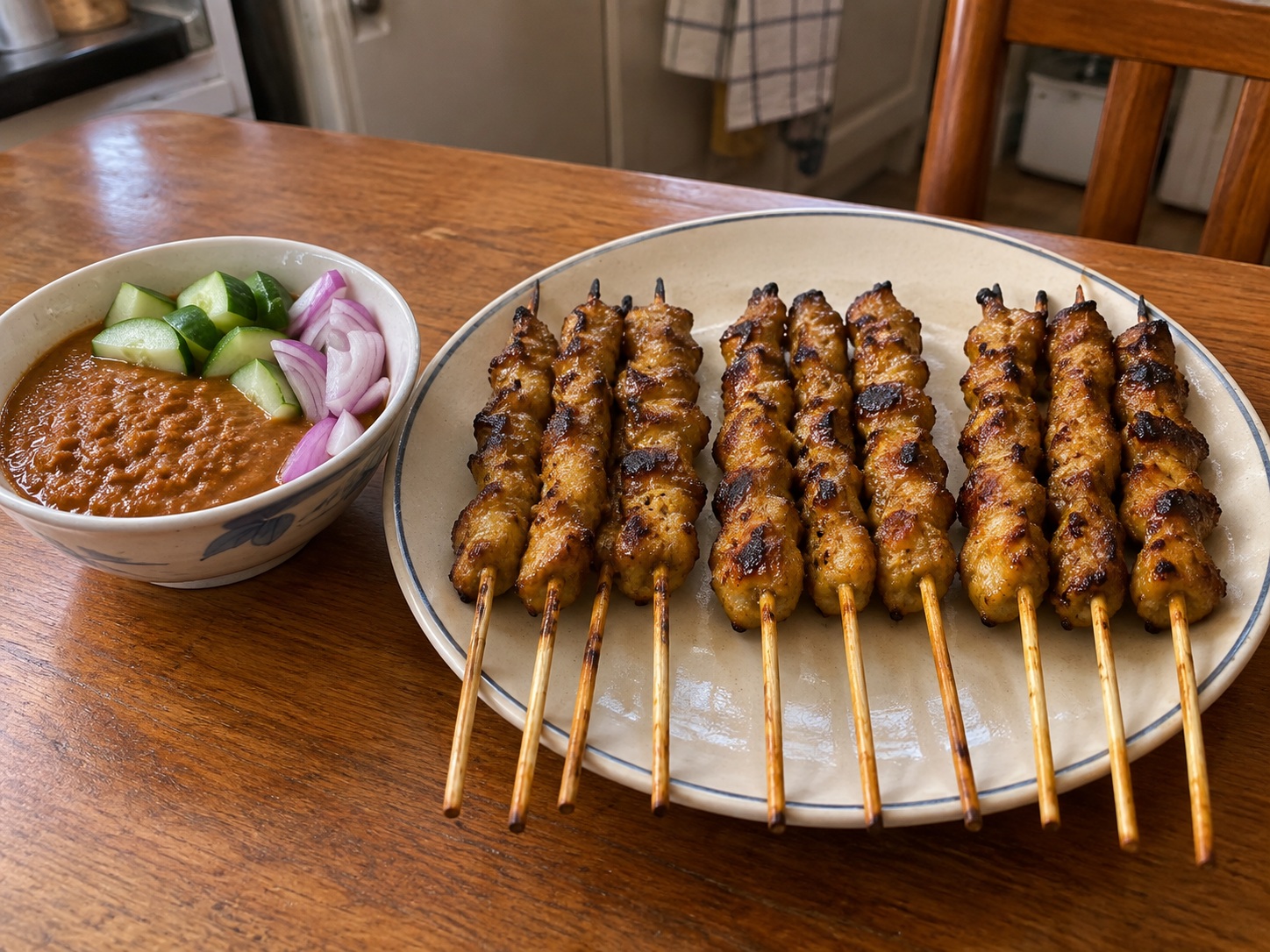 Sate Ayam Malaysia dengan Saus Kacang — hidangan selesai