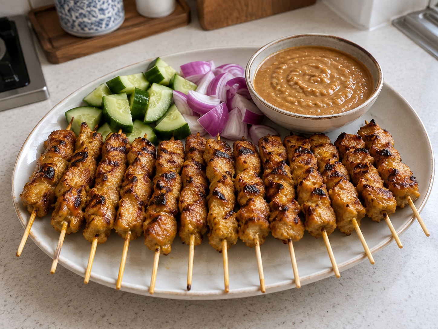 Sate Ayam Malaysia dengan Saus Kacang — Istirahatkan dan sajikan