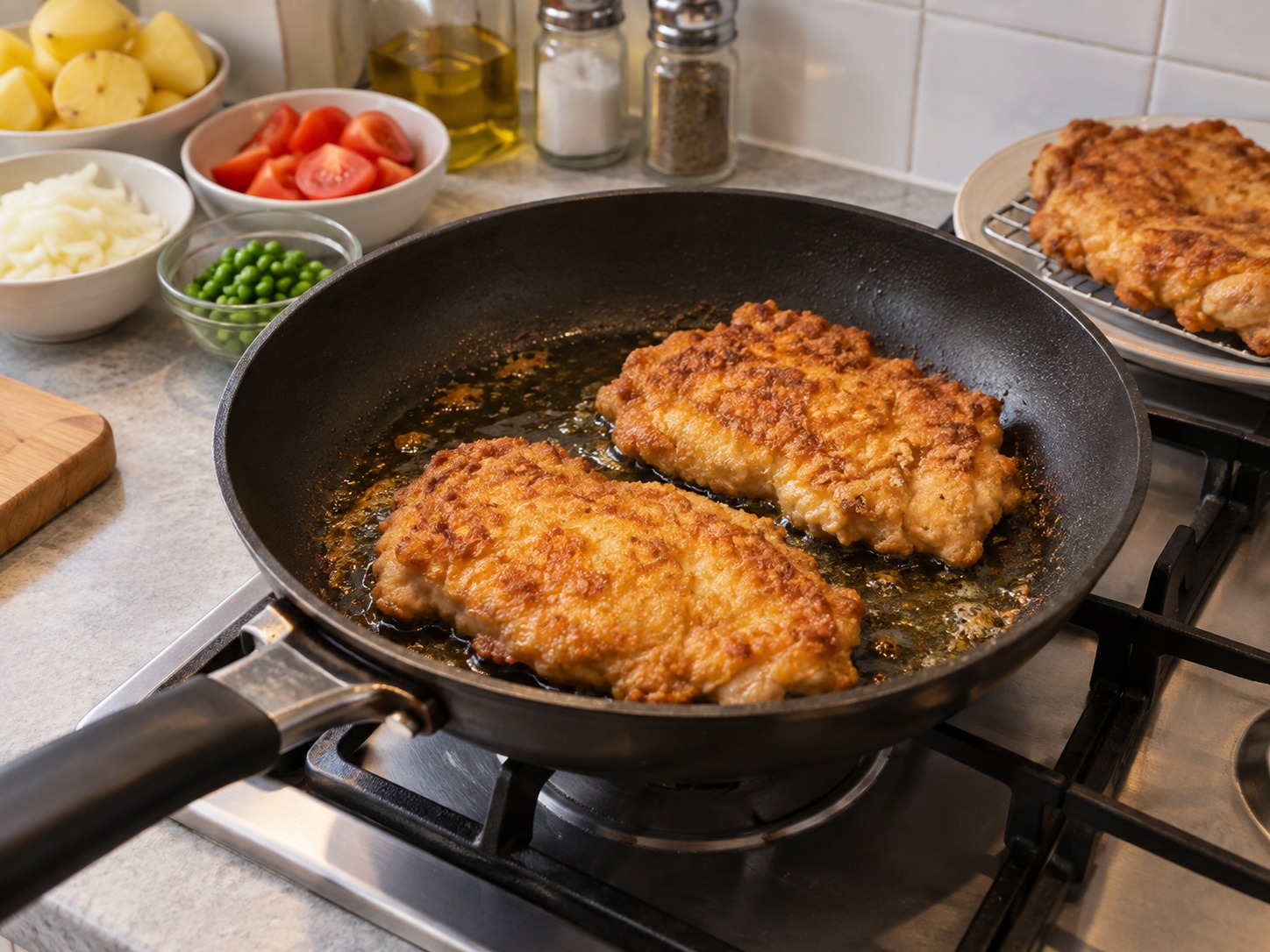Chicken Chop Hainan Malaysia — Masak kedua sisi hingga keemasan lalu hangatkan