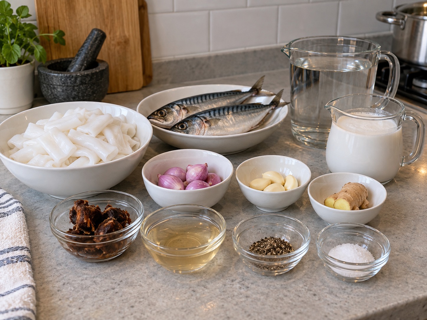 馬來西亞吉蘭丹魚汁米卷 Laksam — 材料
