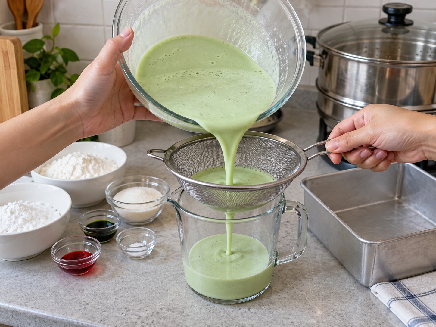 Malaysian Kuih Lapis — Strain batter to remove lumps