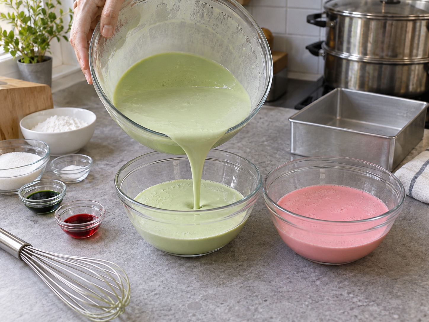 Malaysian Kuih Lapis — Divide into two equal portions
