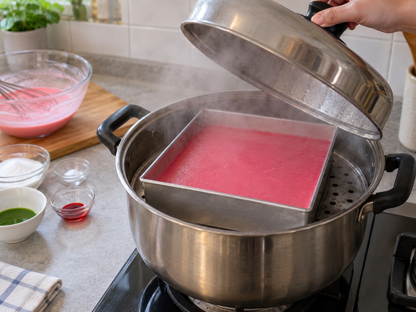 Malaysian Kuih Lapis — Steam the final layer eight minutes