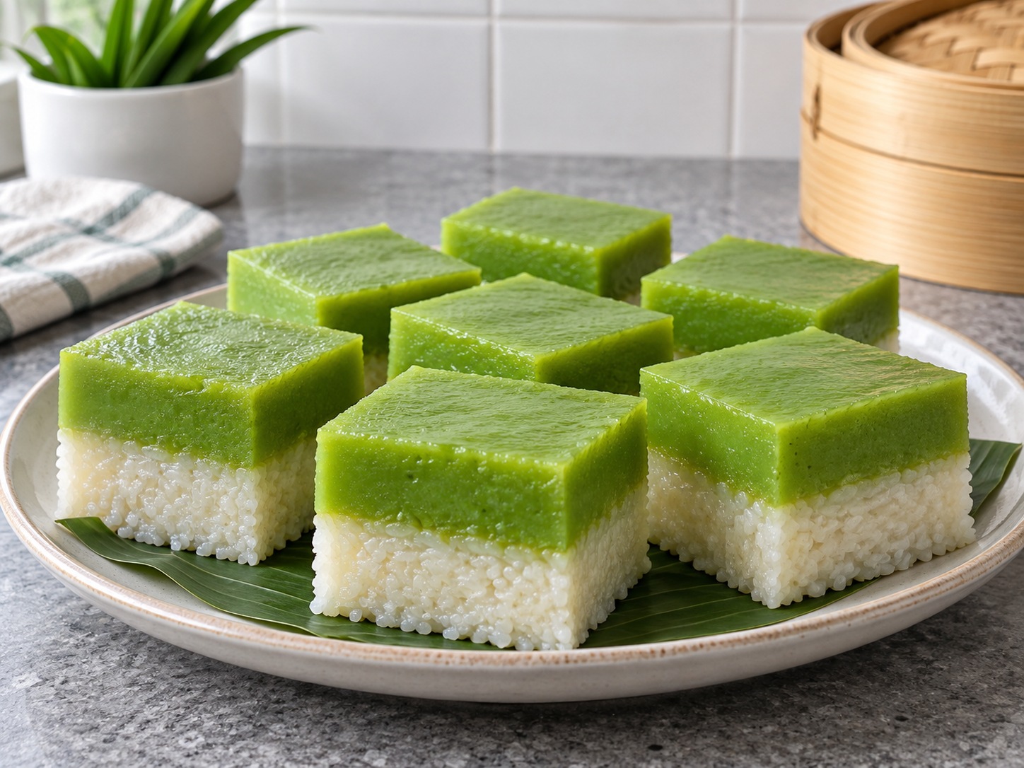 Malaysian Pandan Kuih Seri Muka — natapos na ulam