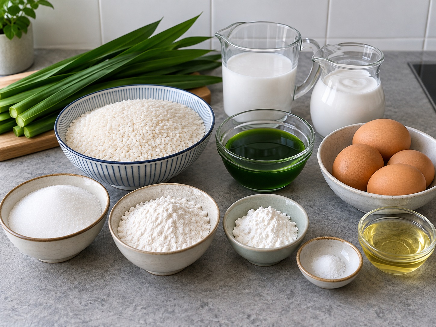 Malaysian Pandan Coconut Kuih Seri Muka — ingredients
