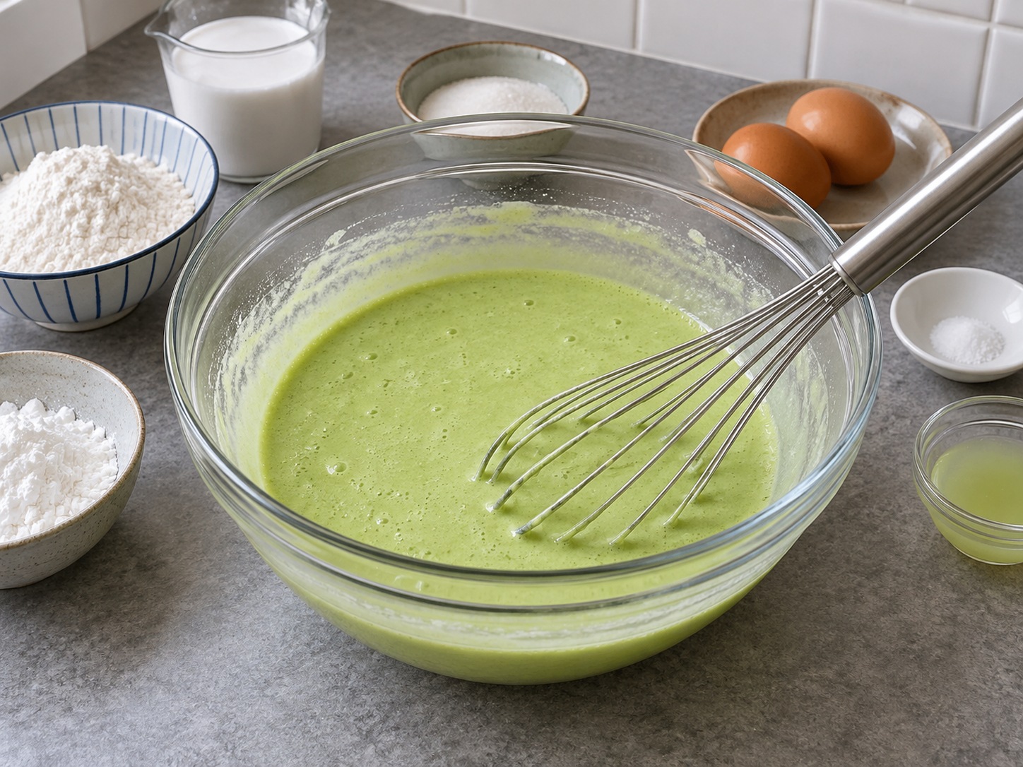 Malaysian Pandan Coconut Kuih Seri Muka — Mix custard