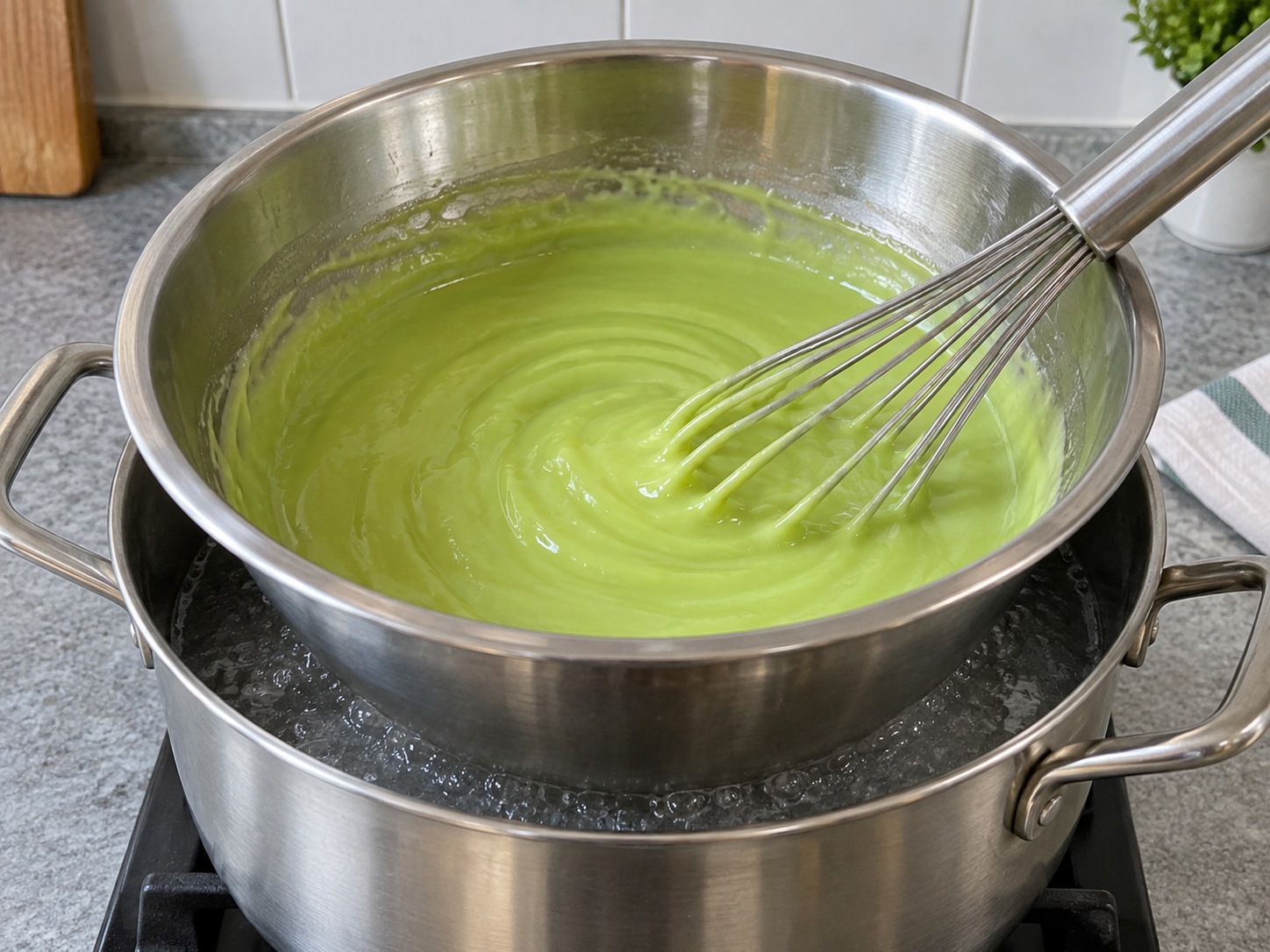 Malaysian Pandan Coconut Kuih Seri Muka — Warm over water