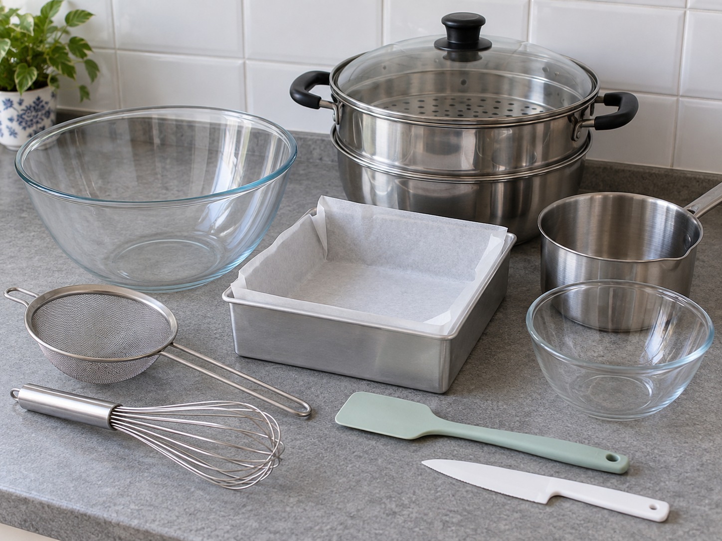 Malaysian Pandan Coconut Kuih Seri Muka — tools