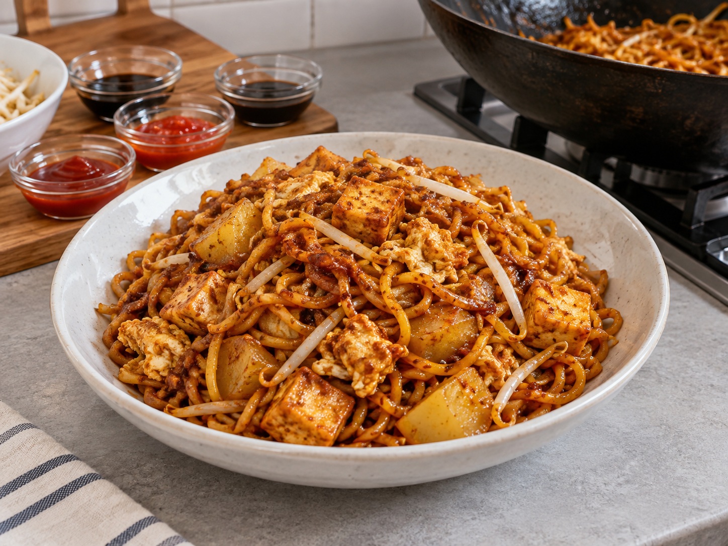 Mee Goreng Mamak Malaysia — hidangan selesai
