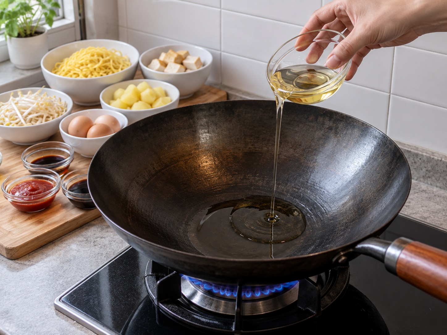 Mee Goreng Mamak Malaysia — Panaskan wajan