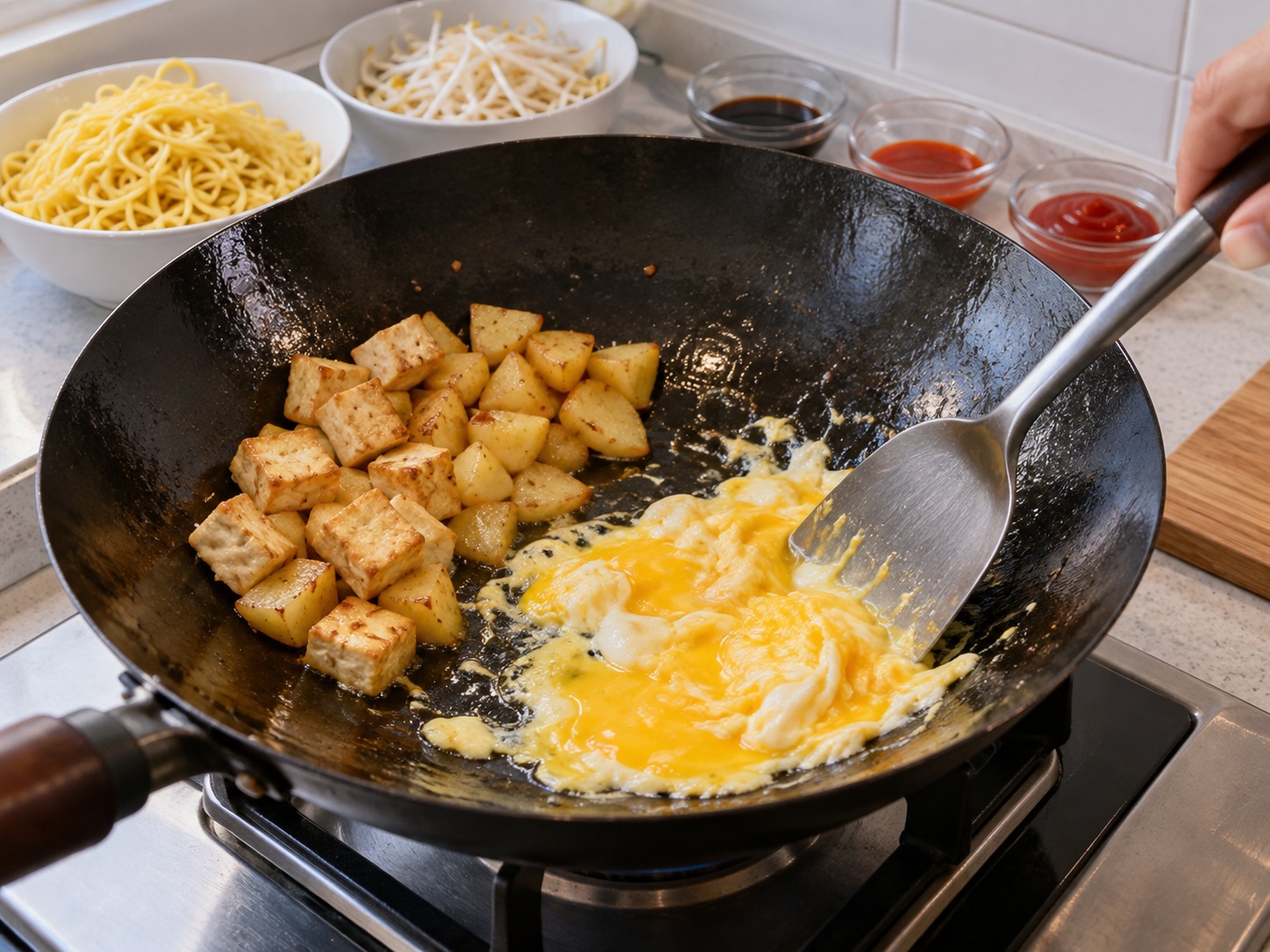 Mee Goreng Mamak Malaysia — Orak-arik telur