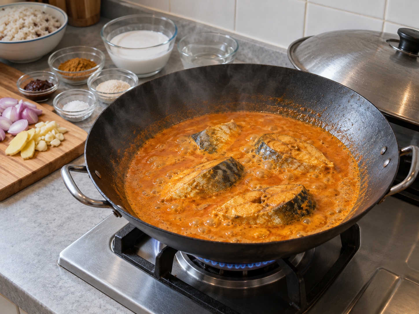 馬來西亞椰香香料飯配咖喱魚 — 煮咖喱汁