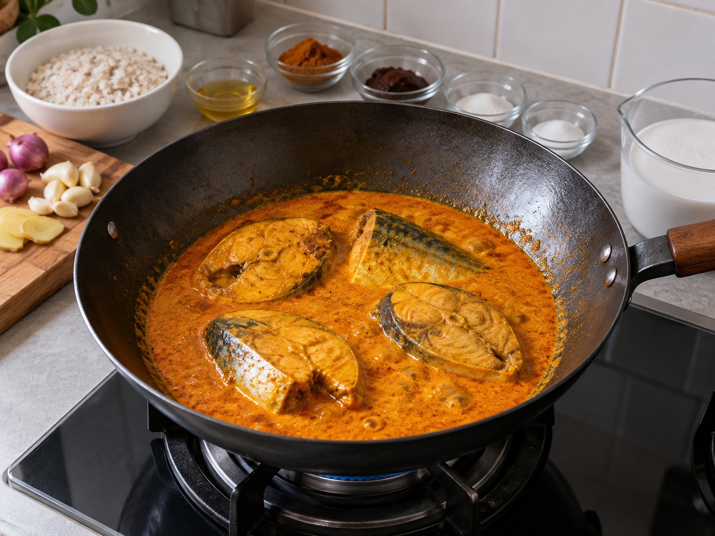 馬來西亞椰香香料飯配咖喱魚 — 魚扒入汁