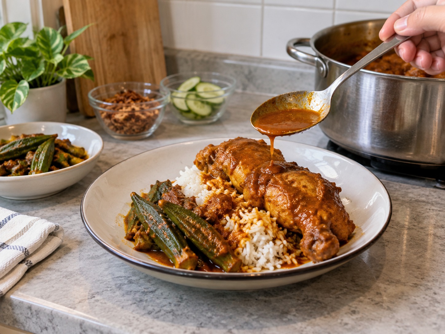馬來西亞咖喱雞雜汁飯 Nasi Kandar — 完成圖