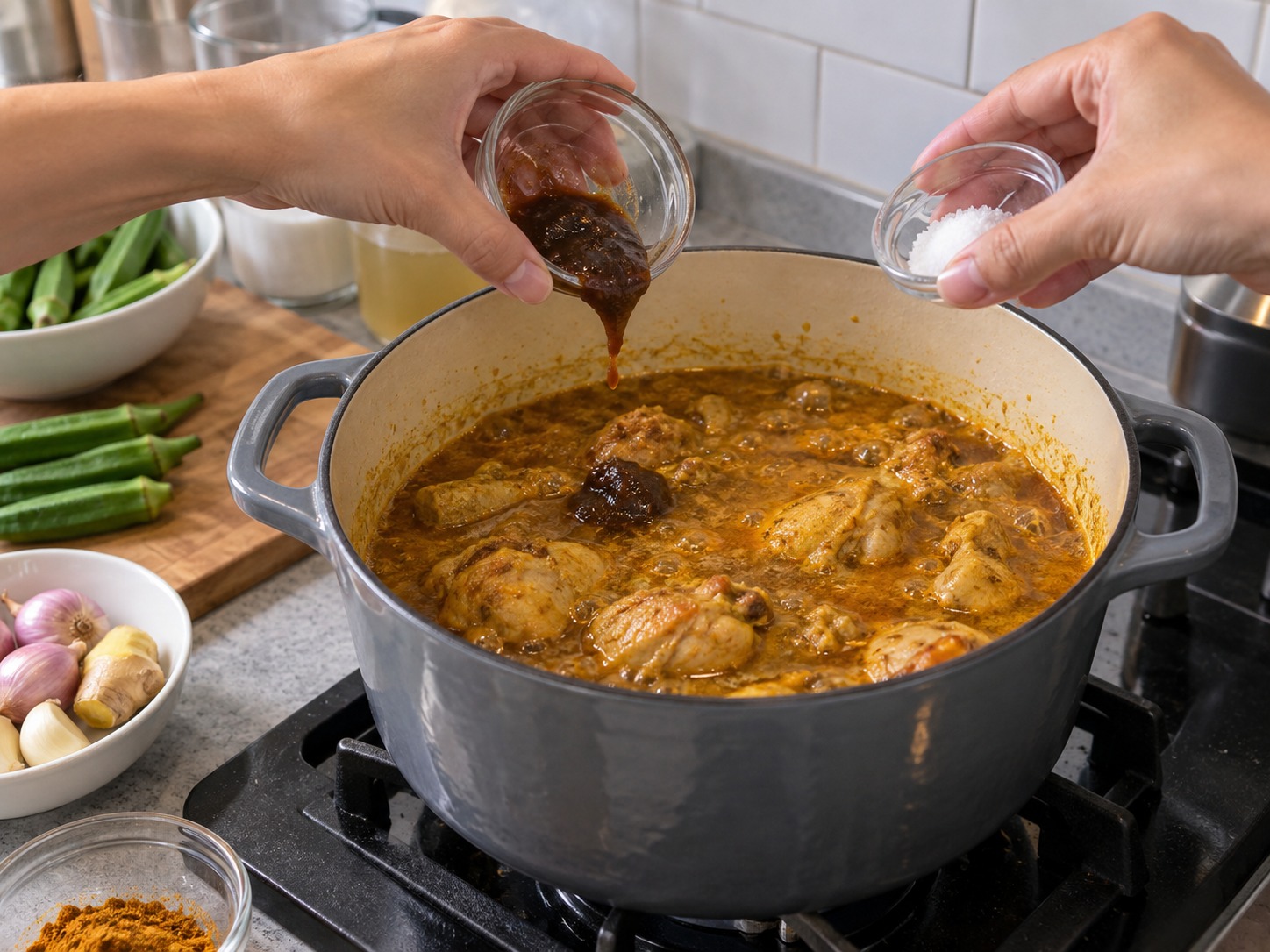 馬來西亞咖喱雞雜汁飯 Nasi Kandar — 加羅望子醬和鹽