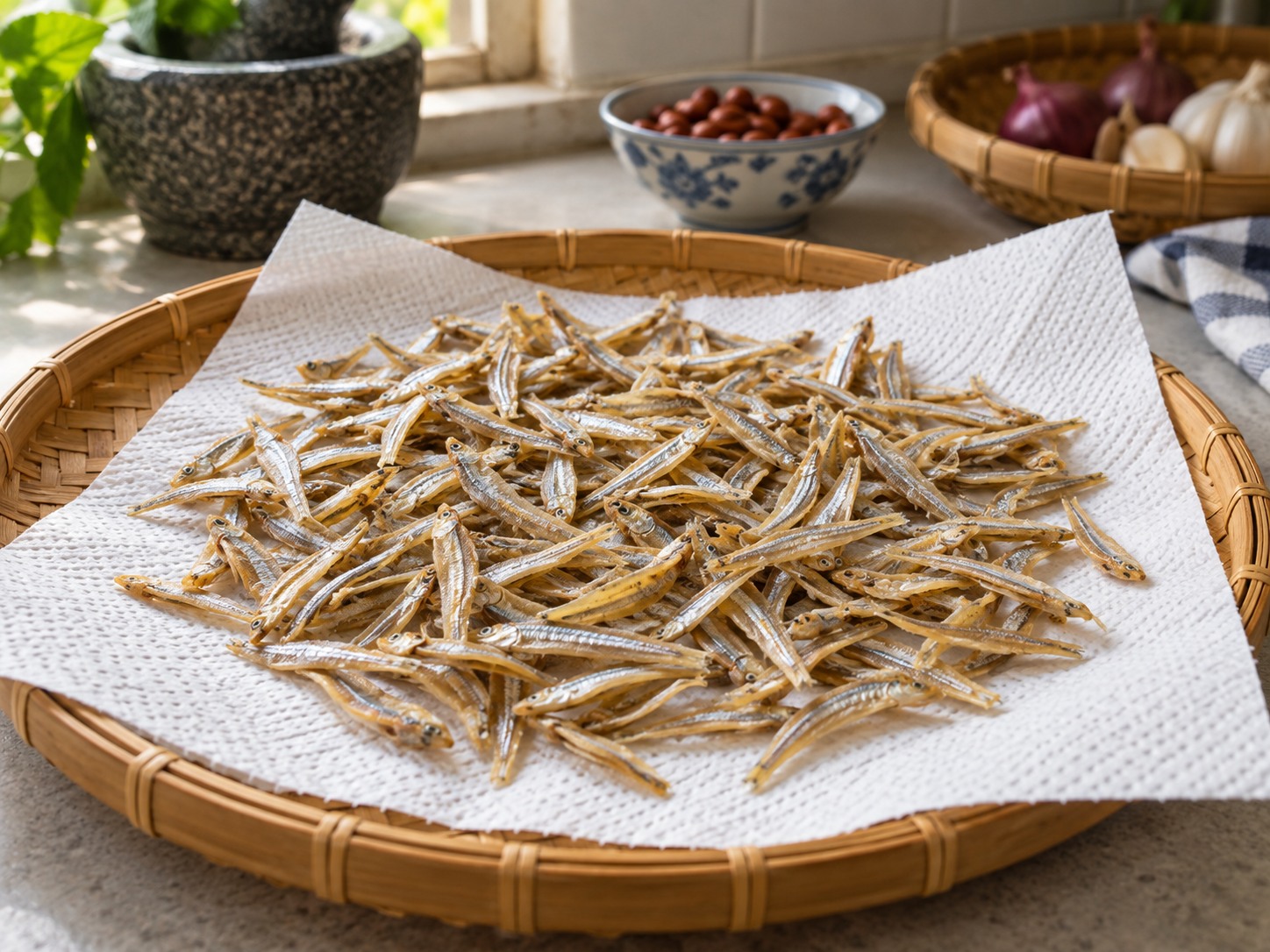 馬來西亞椰漿飯 — 沖洗江魚仔