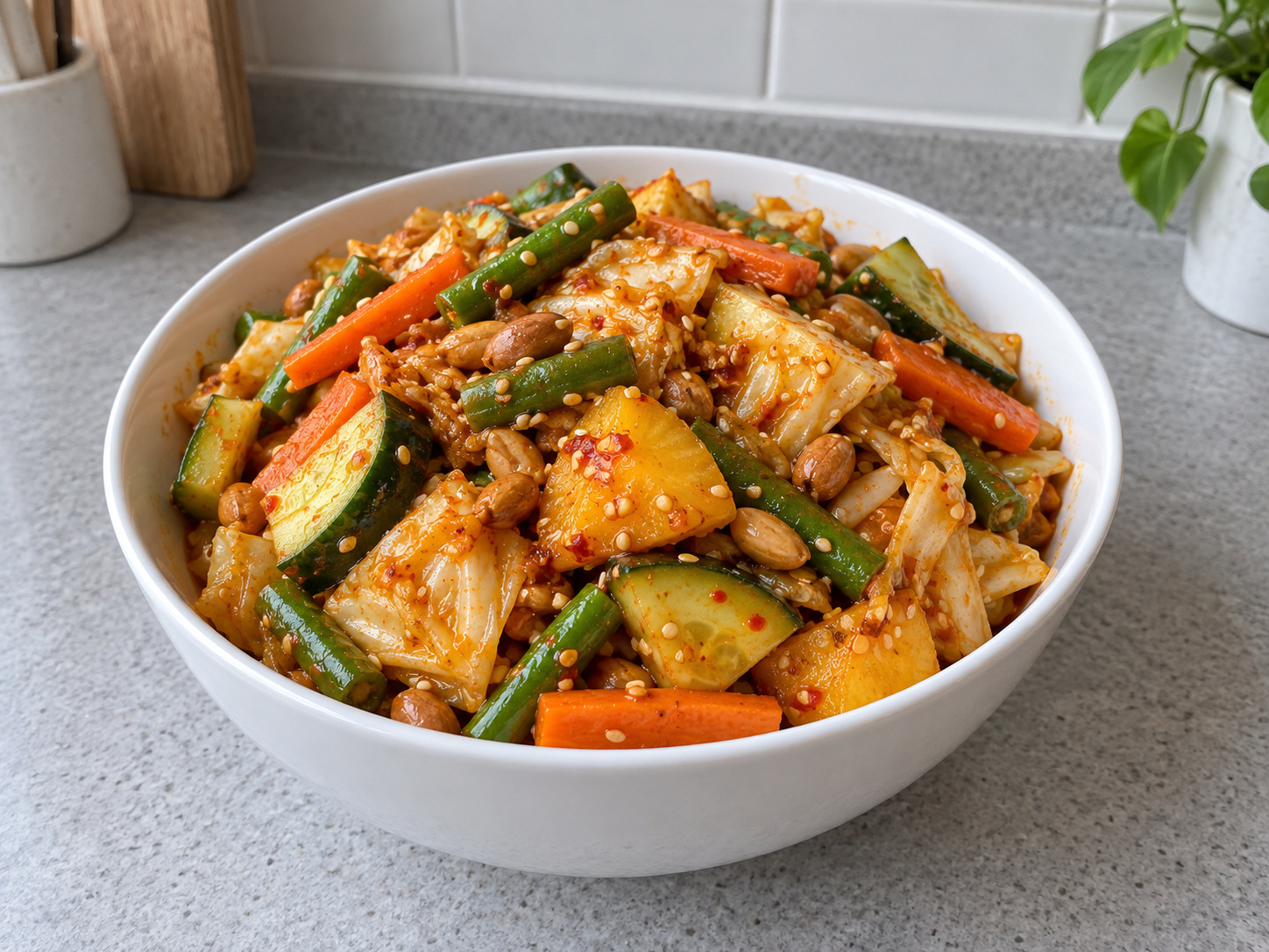 Malaysian Nyonya Acar na Gulay — natapos na ulam