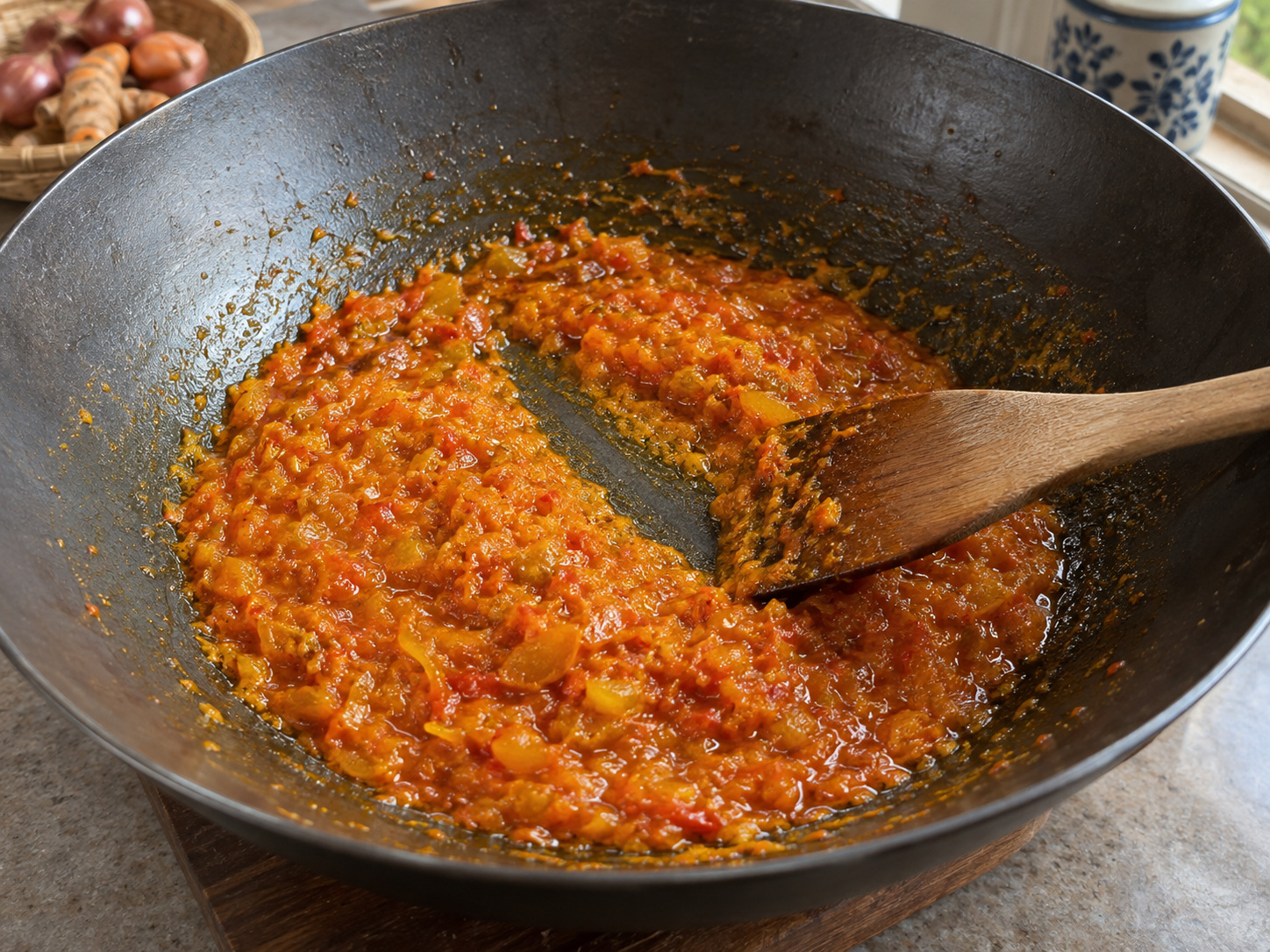 Malaysian Nyonya Acar na Gulay — 9. Lutuin hanggang bahagyang kumapal
