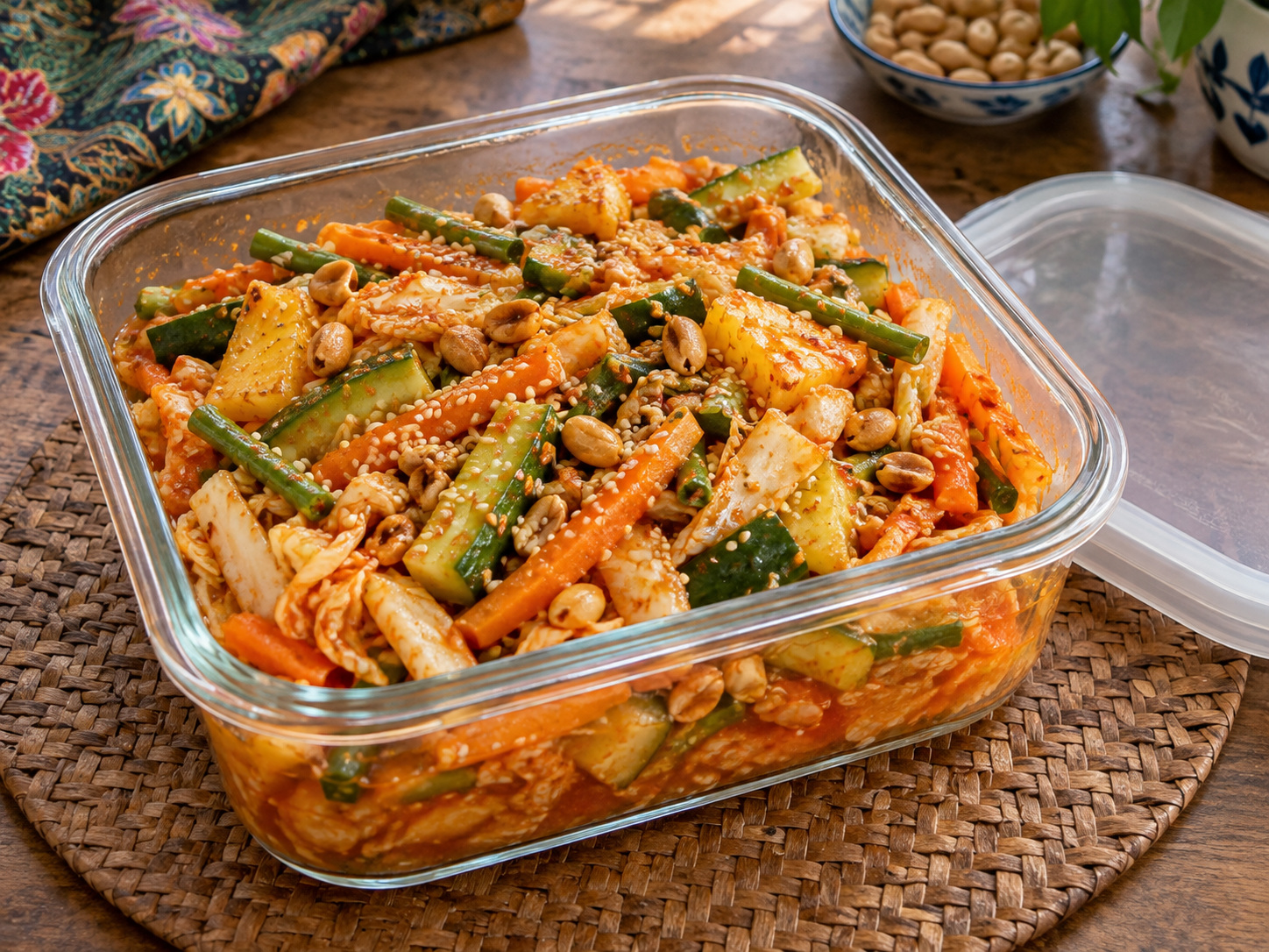 Malaysian Nyonya Acar na Gulay — 12. Ihalo ang mani at sesame