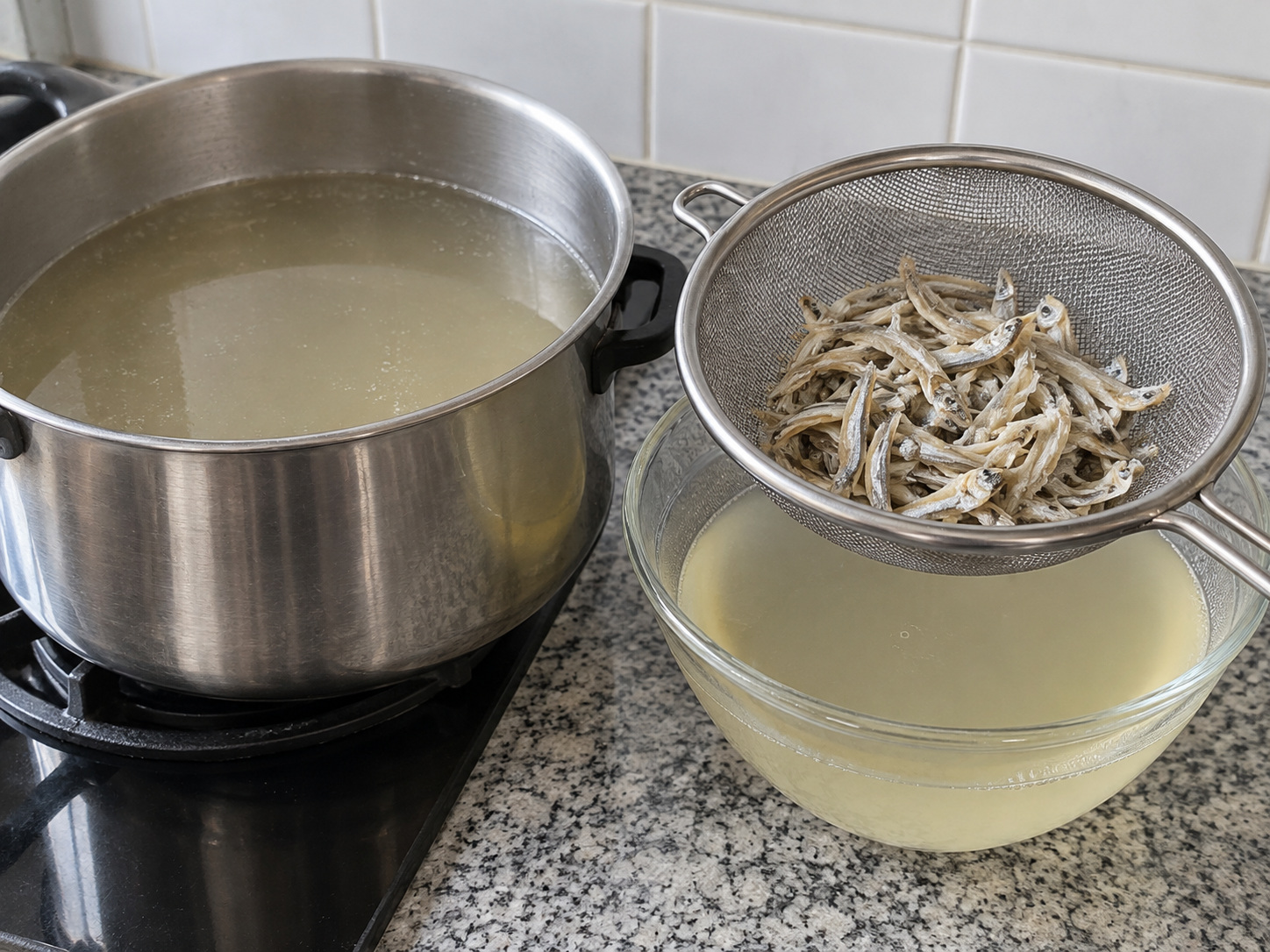 馬來西亞板麵 — 湯底細火煮二十分鐘後隔渣