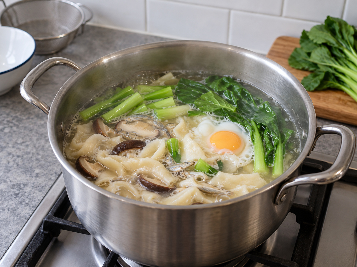 馬來西亞板麵 — 加入小白菜及餘下一隻蛋