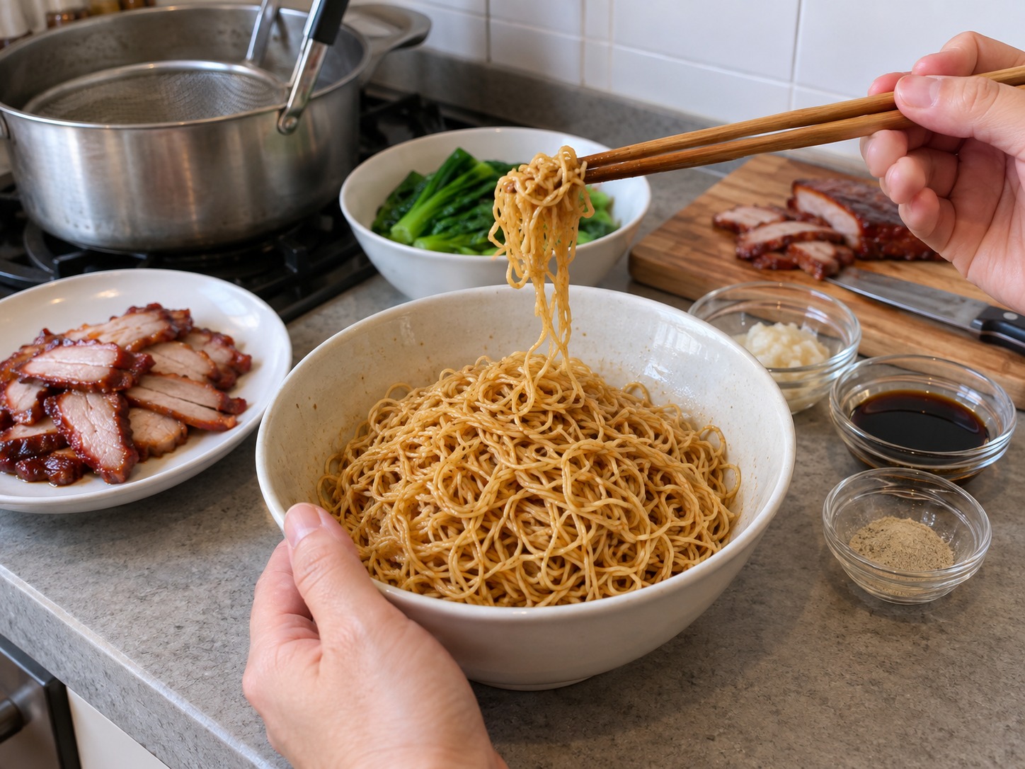 馬來西亞砂拉越乾撈麵 Kolo Mee — 試味；麵應鹹香乾爽，碗底沒有積汁