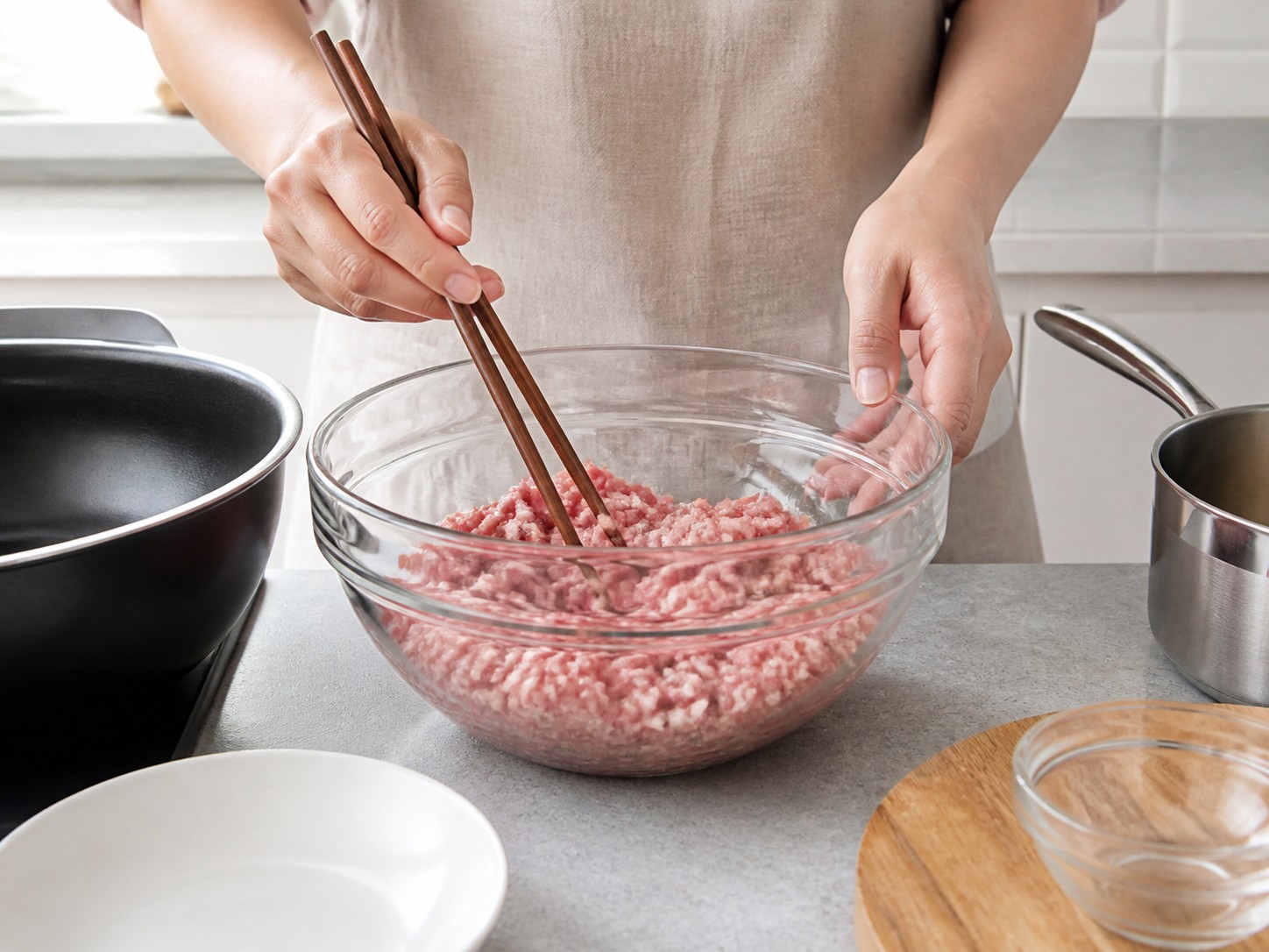 麻婆豆腐：醃肉碎