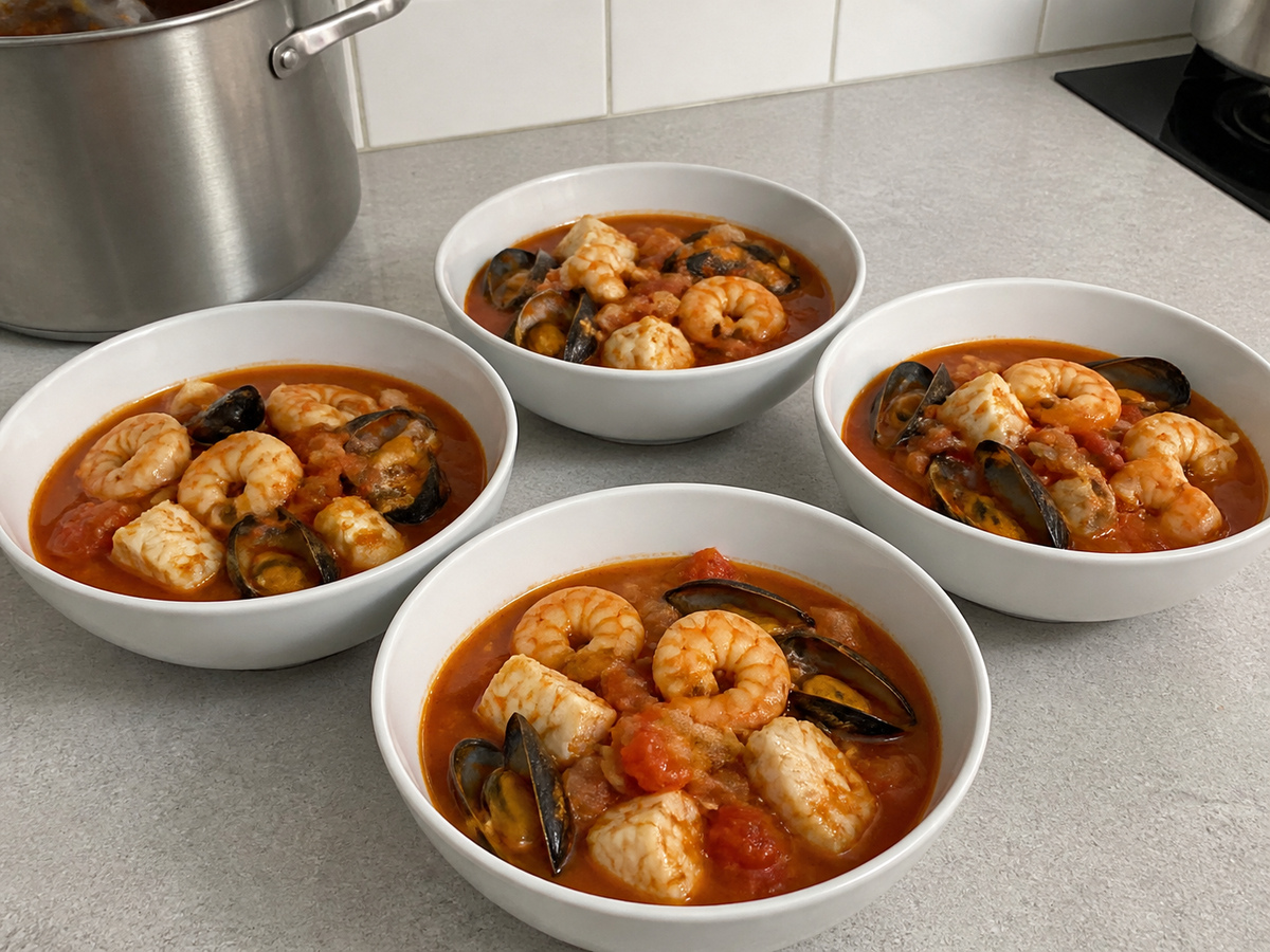 Nilagang Seafood at Kamatis na Estilong Mediterranean: Ihain