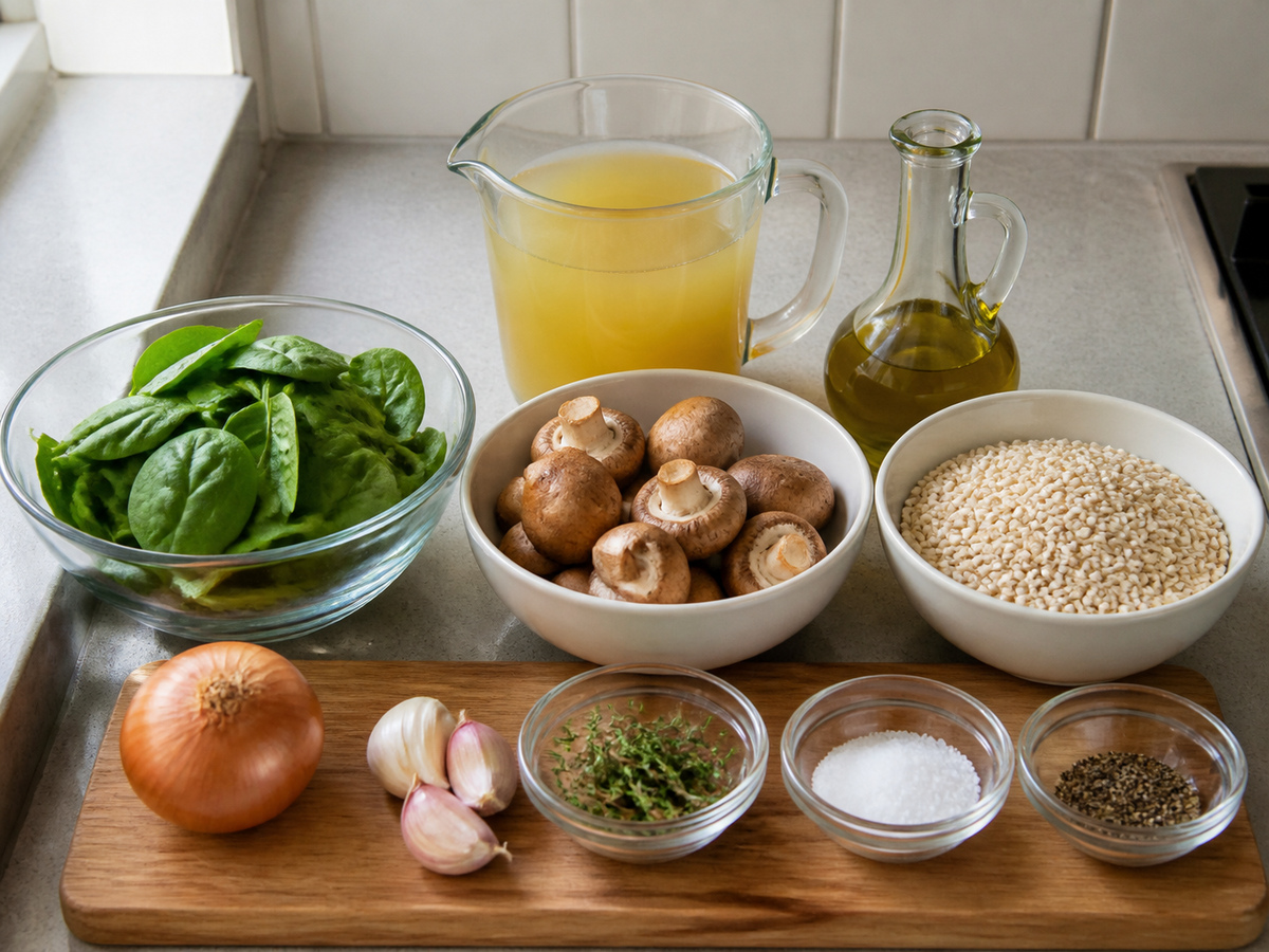 蘑菇菠菜珍珠大麥飯 ingredient overview