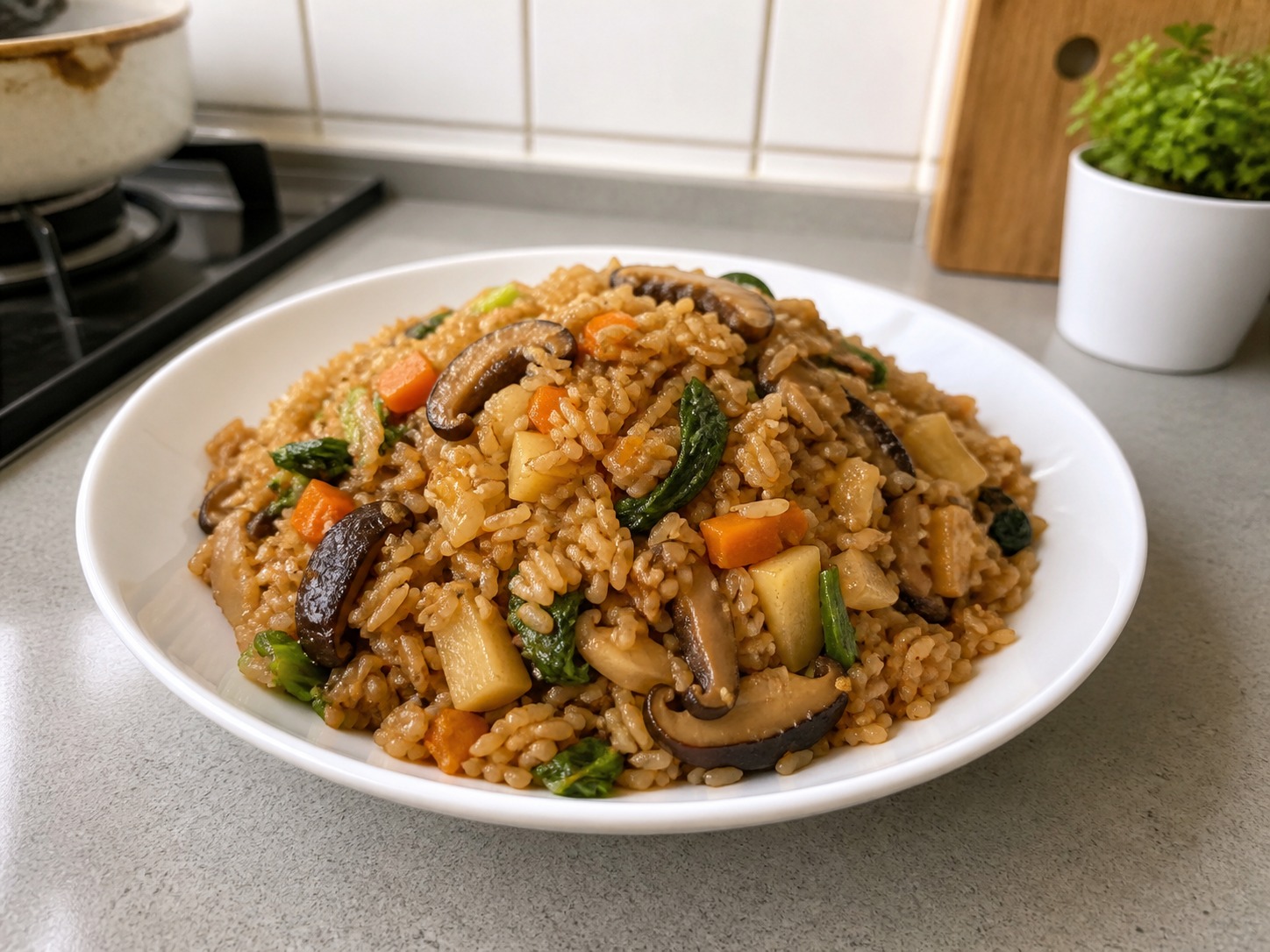 冬菇雜菜炆飯 — 完成菜式