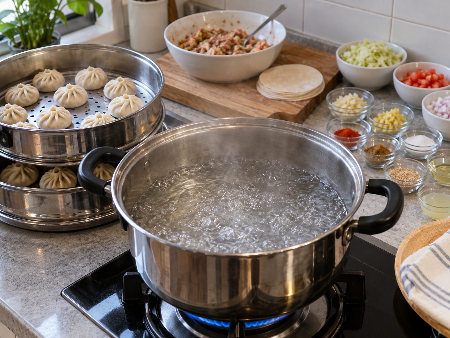 Nepali Chicken Momo — Pakuluan ang tubig