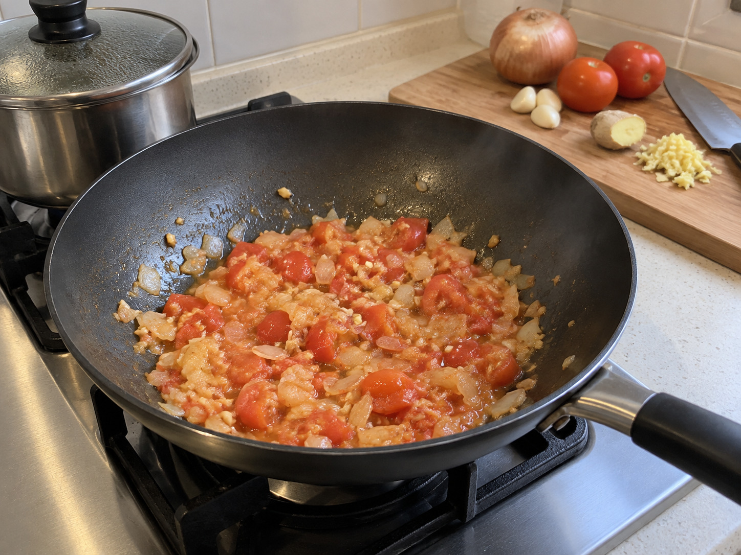 尼泊爾豆湯飯 Dal Bhat — 炒薑蒜洋蔥番茄