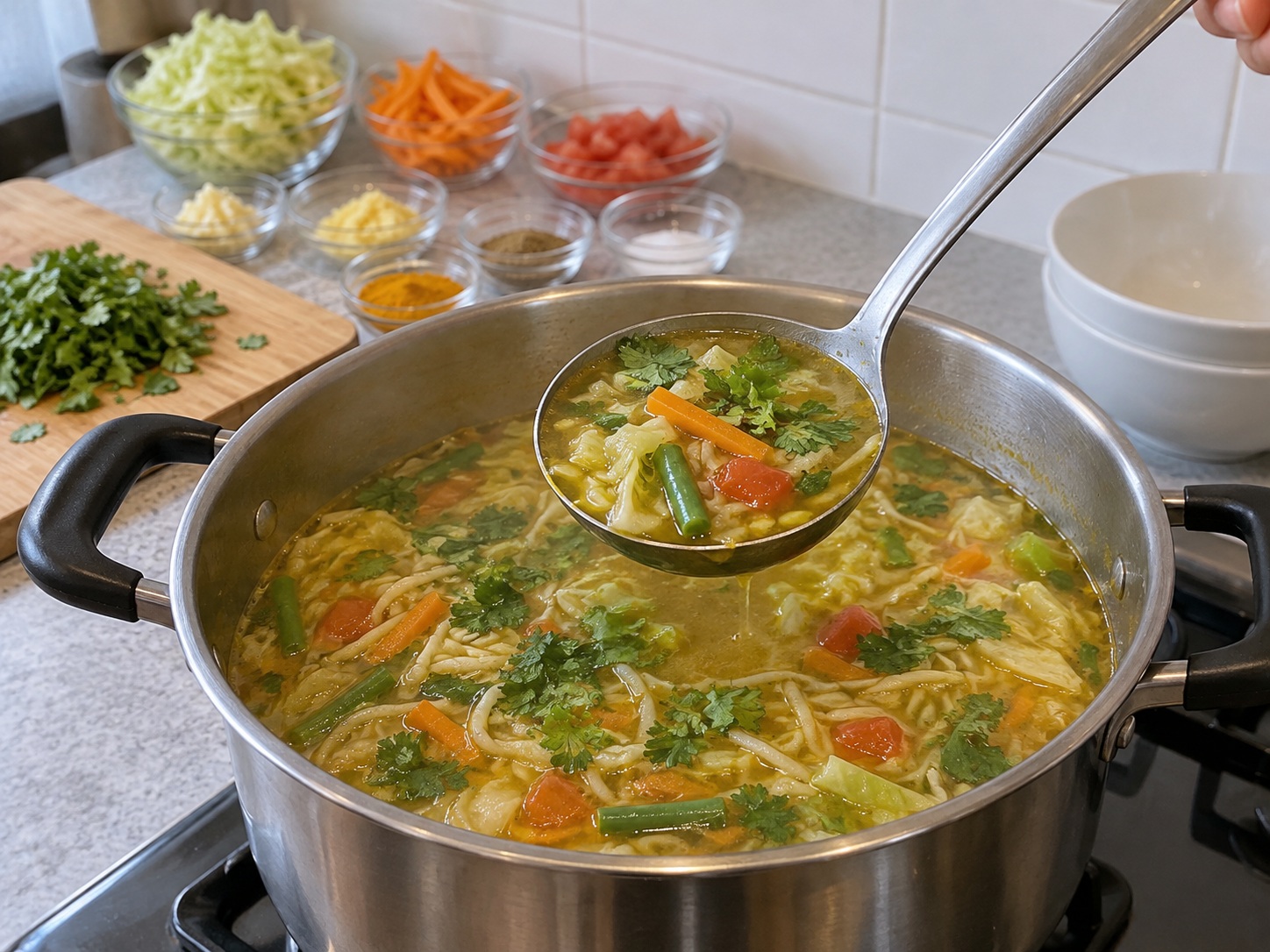 Thukpa Sayuran Nepal — Selesaikan kuah