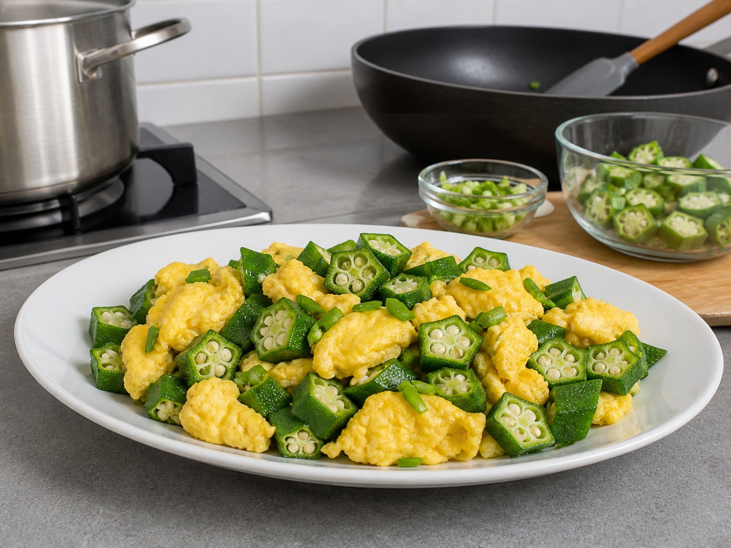 秋葵炒蛋完成圖|Stir-fried Okra with Scrambled Eggs