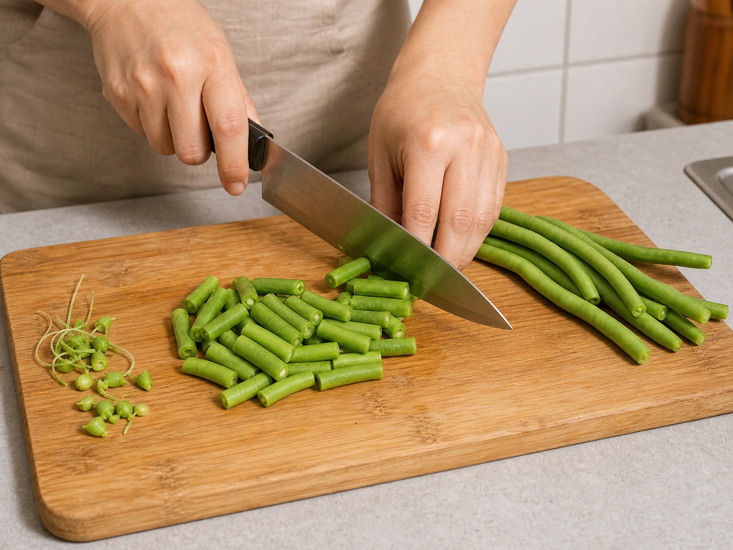 欖菜肉碎四季豆:處理四季豆