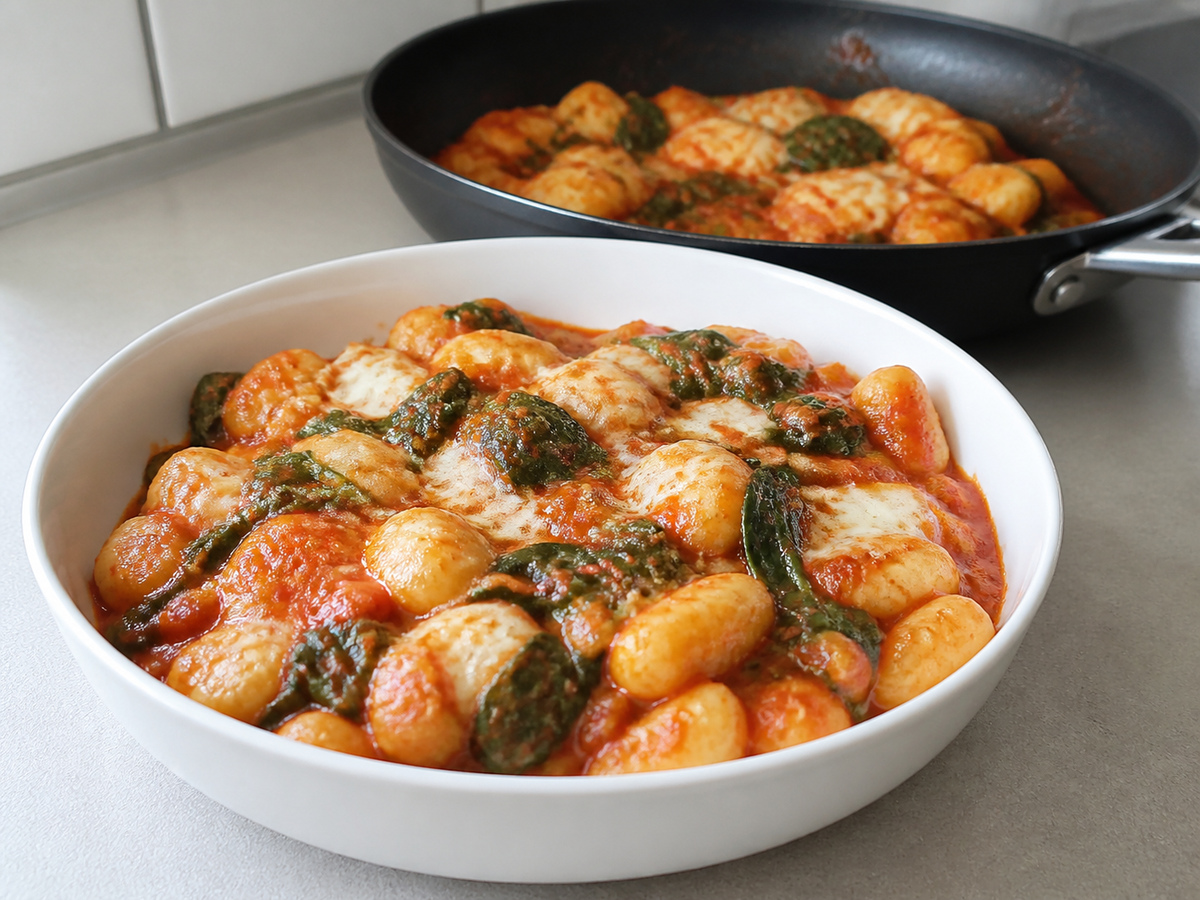 Gnocchi Tomat dan Bayam Satu Wajan: Sajikan