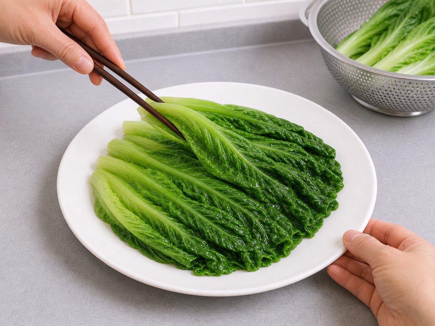 蠔油冬菇扒生菜:生菜上碟