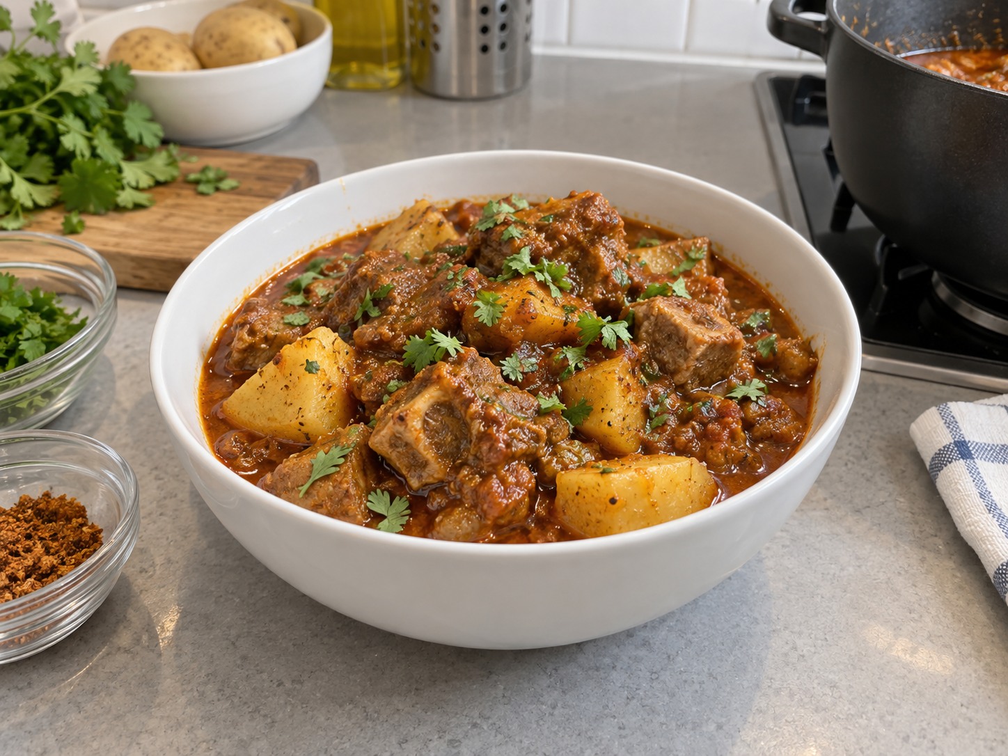 Pakistani Lamb and Potato Curry — natapos na ulam