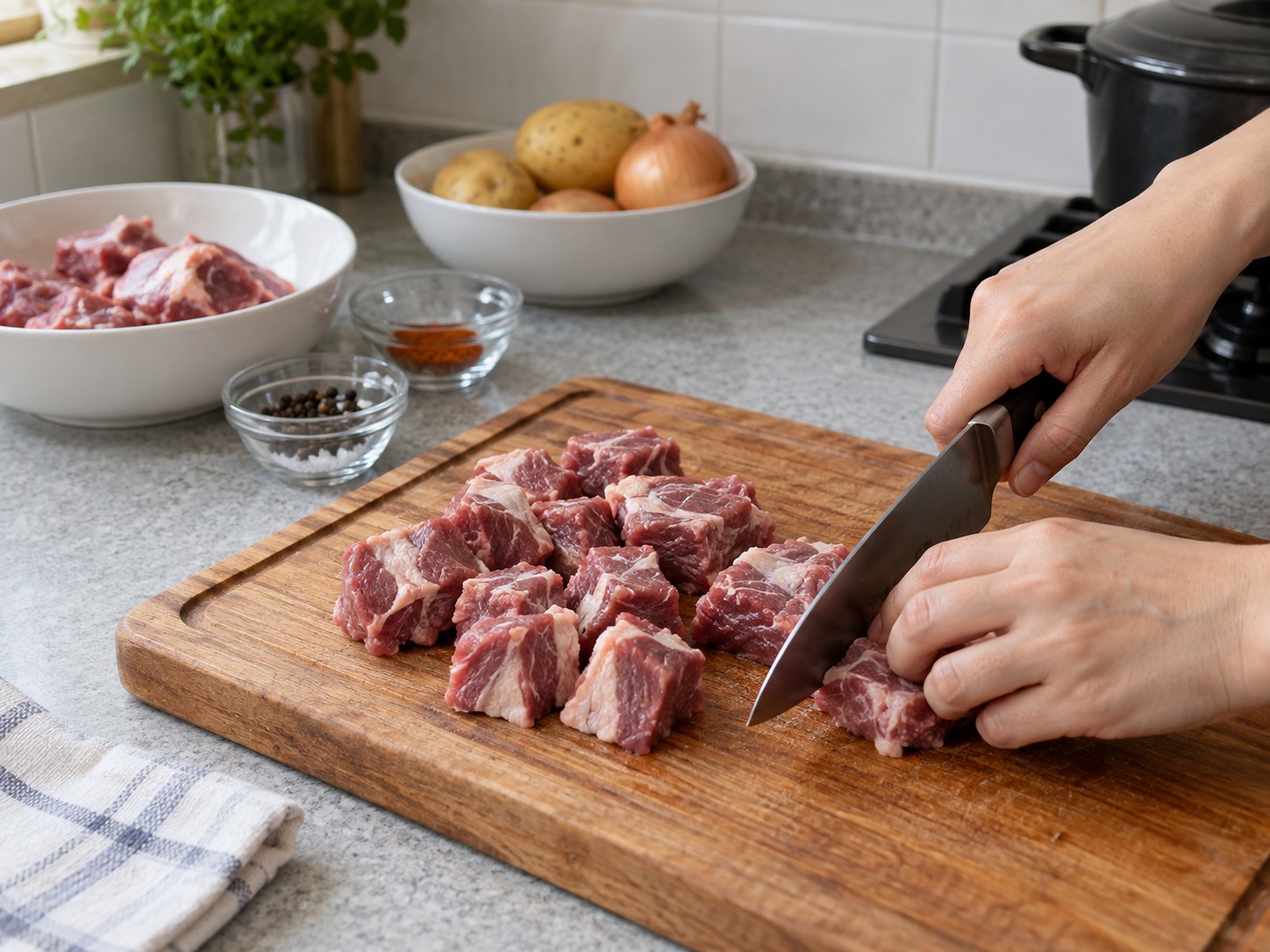 巴基斯坦薯仔羊肉咖喱 — 修整切羊肉