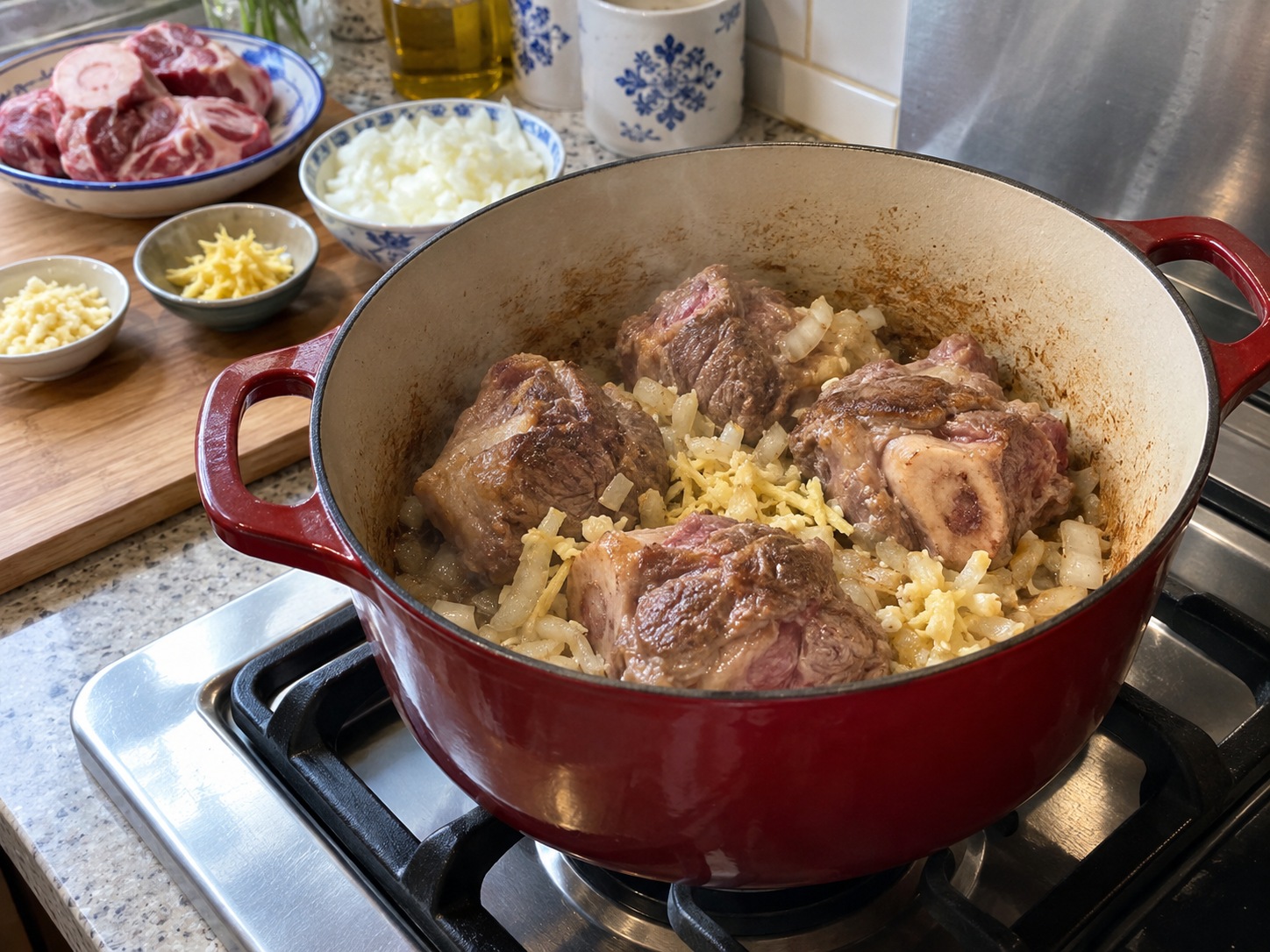 巴基斯坦慢燉牛腱 Nihari — 加入蒜蓉、薑蓉與連骨牛腱